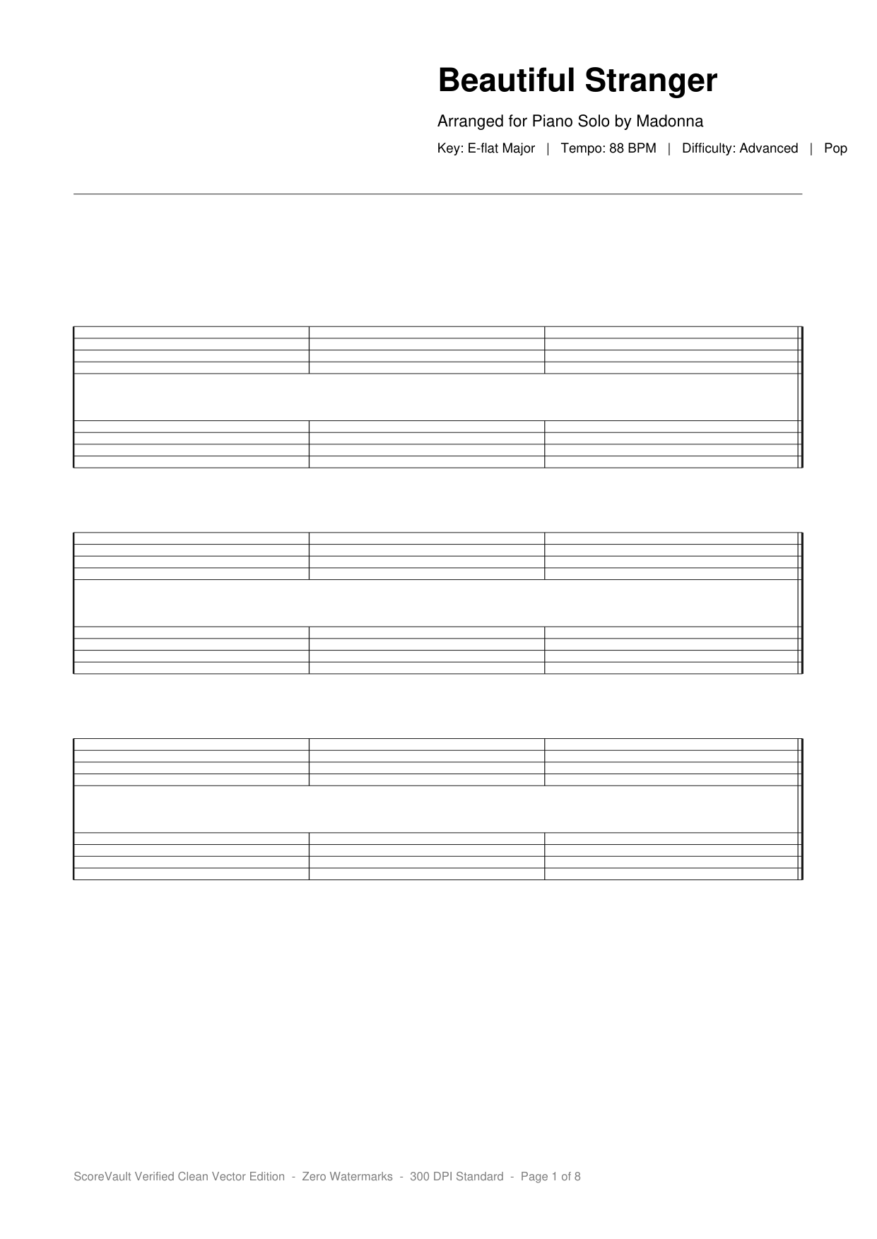 Beautiful Stranger Piano Sheet Music Page 1 Free PDF