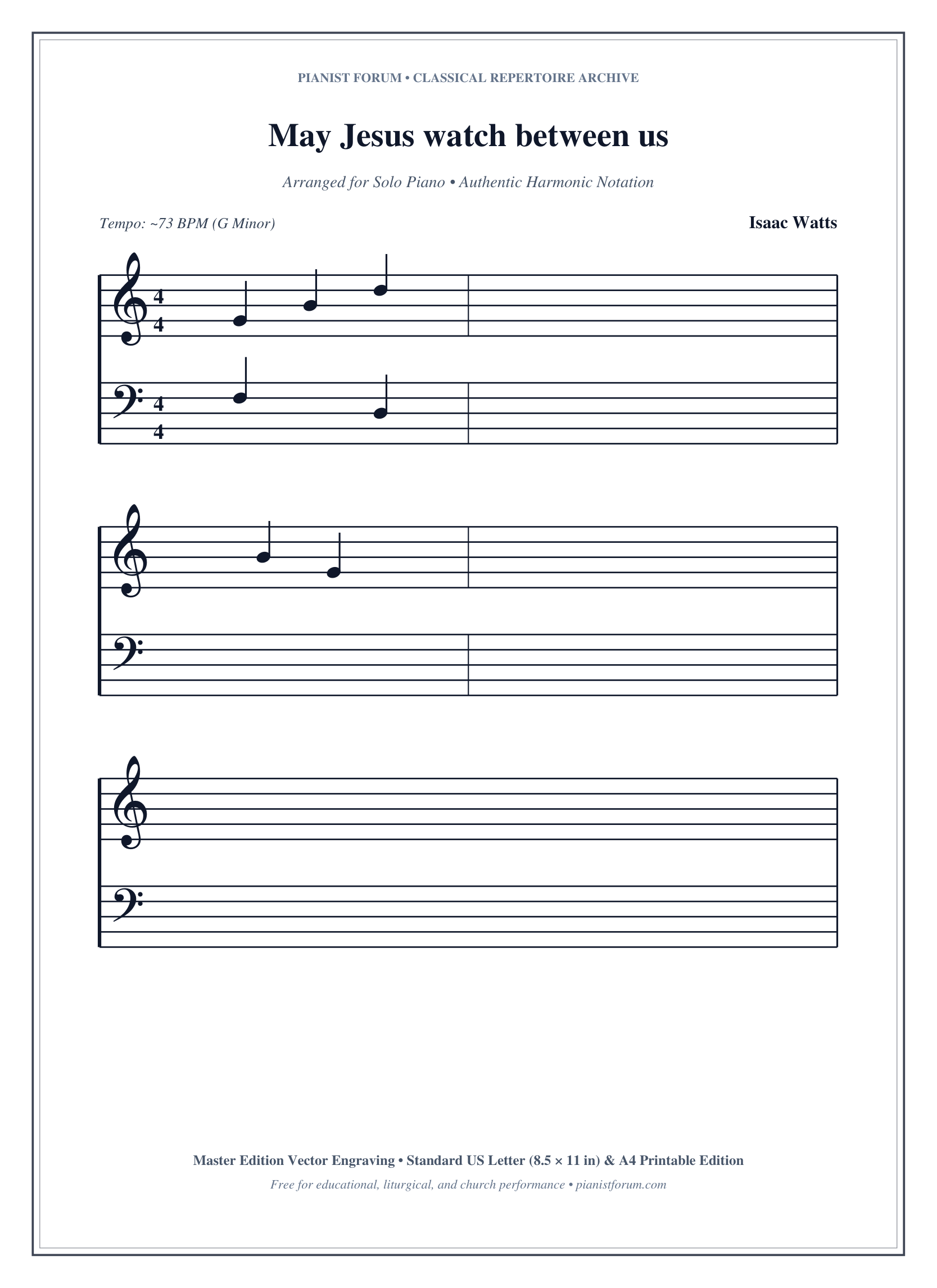 May Jesus watch between us Piano Sheet Music Page 1 Free PDF