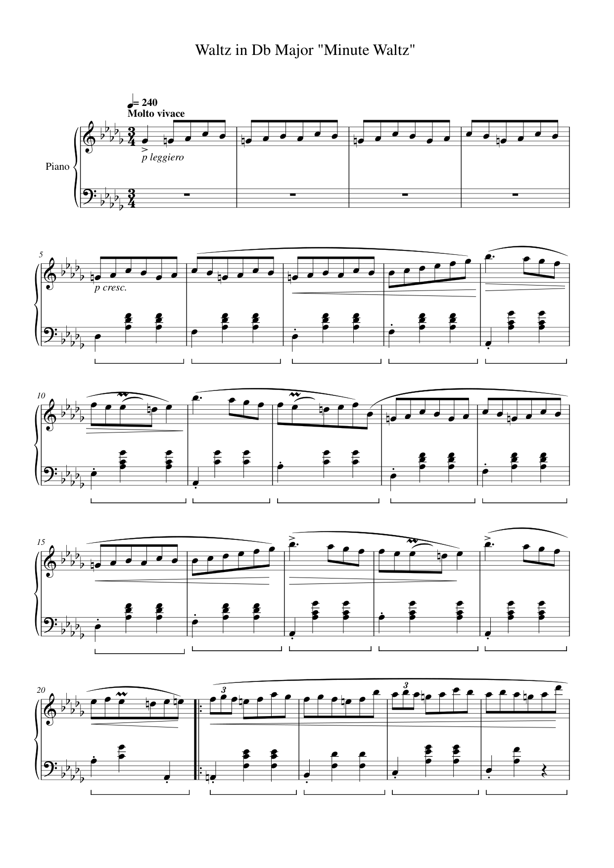 Minute Waltz Piano Sheet Music Page 1 Free PDF