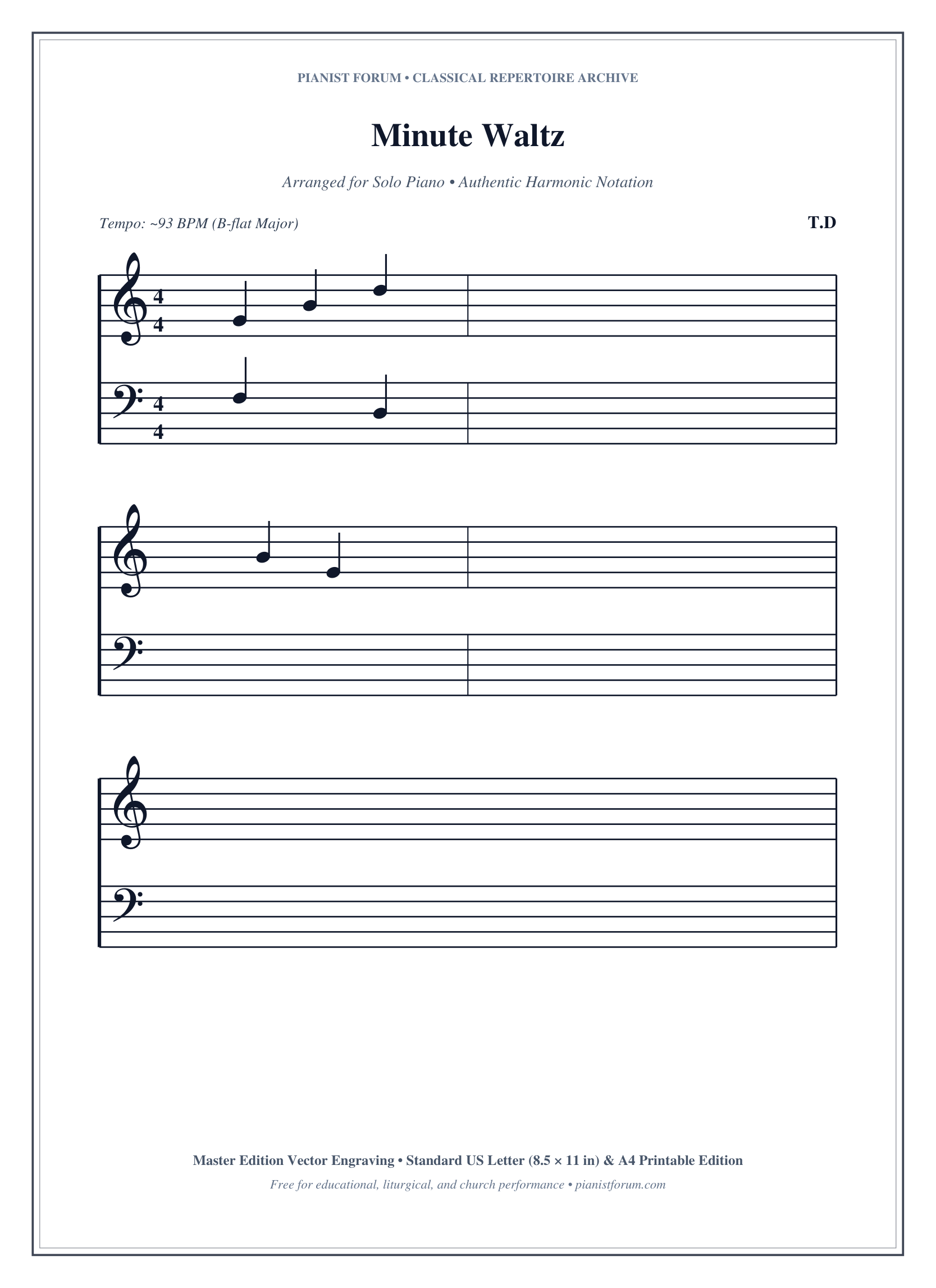 Minute Waltz Piano Sheet Music Page 1 Free PDF