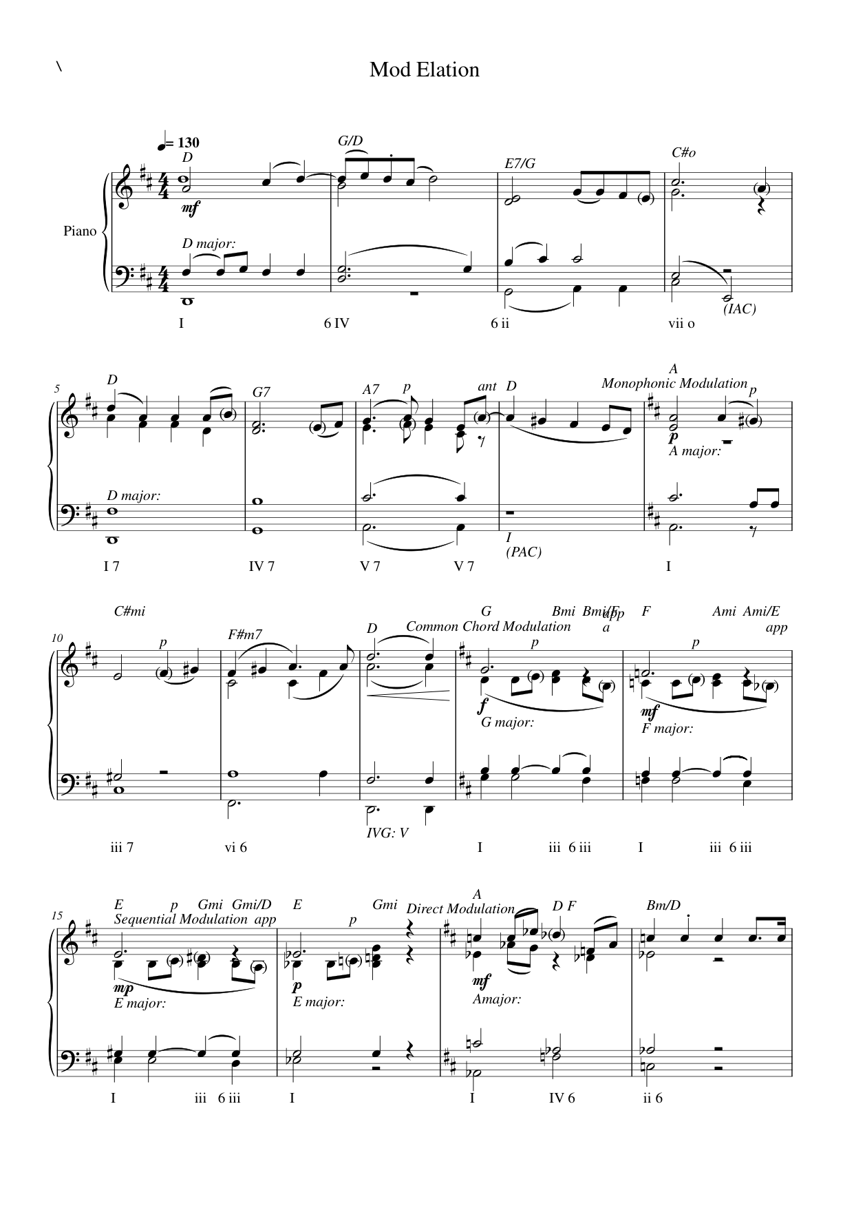 Mod Elation Piano Sheet Music Page 1 Free PDF