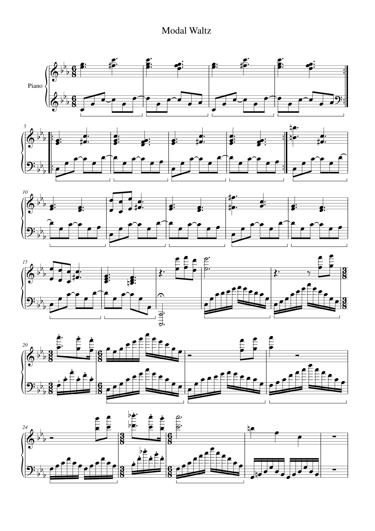 Modal Waltz Piano Sheet Music Page 1 Free PDF