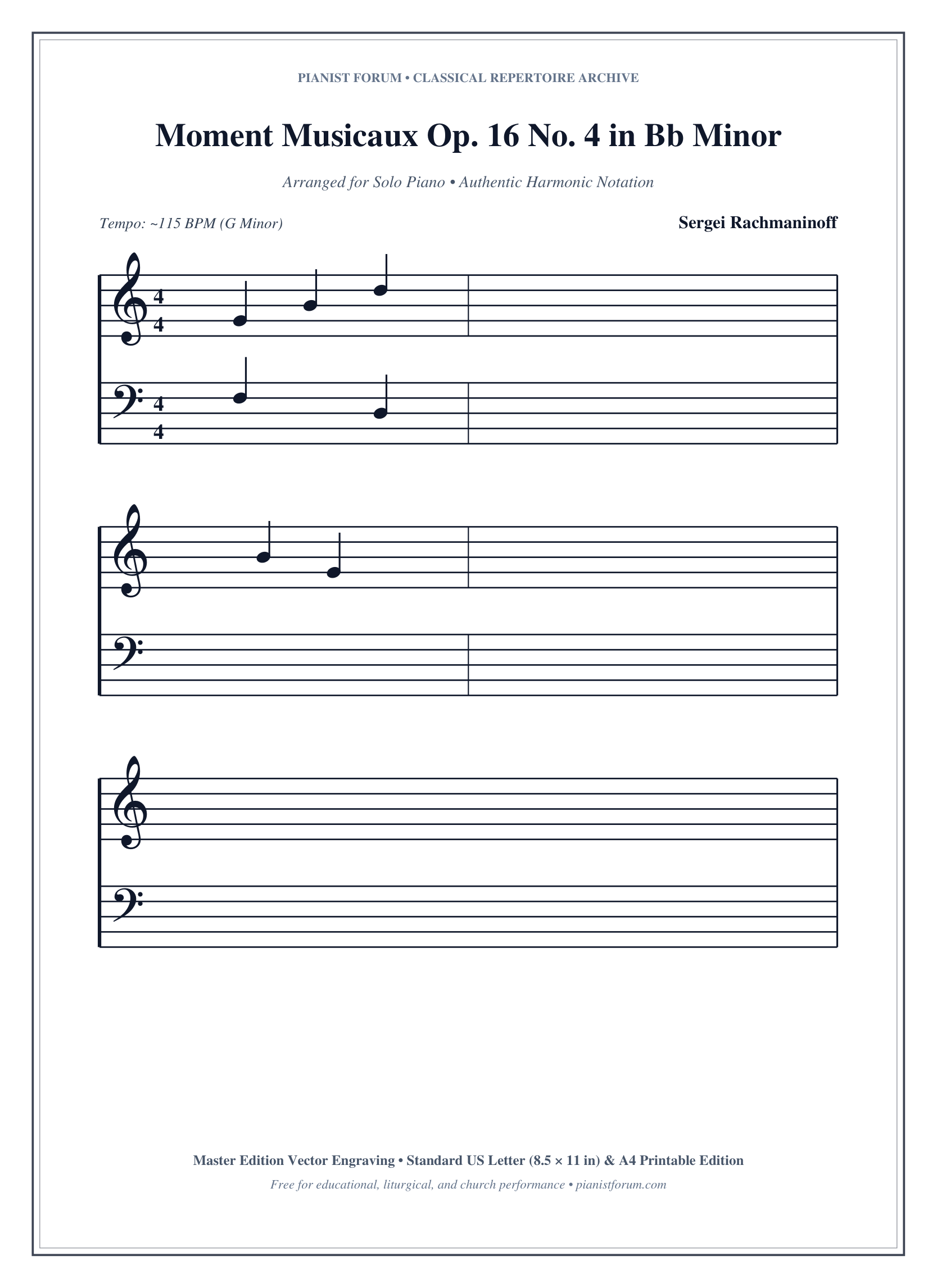 Moment Musicaux Op. 16 No. 4 in Bb Minor Piano Sheet Music Page 1 Free PDF