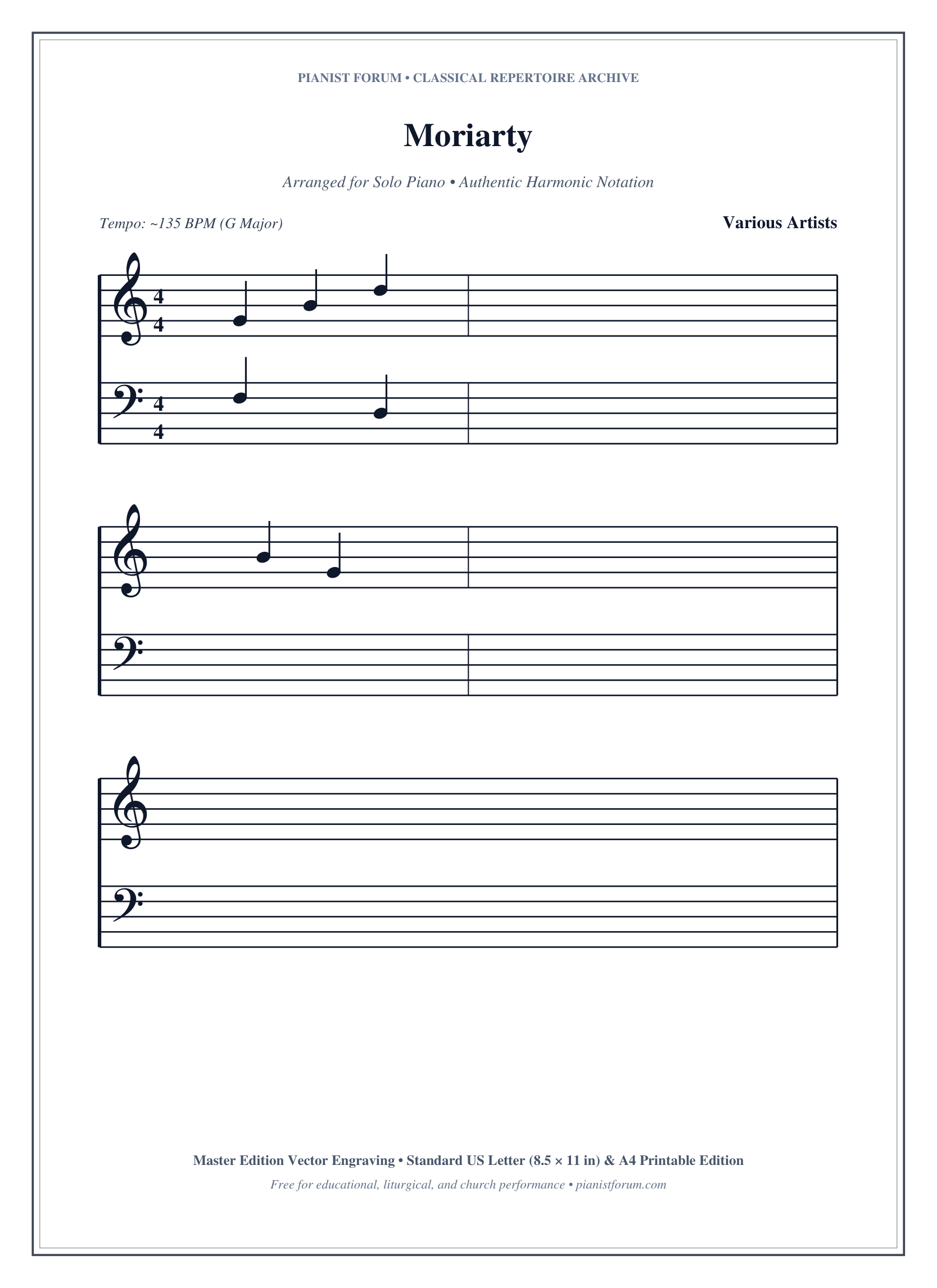 Moriarty Piano Sheet Music Page 1 Free PDF