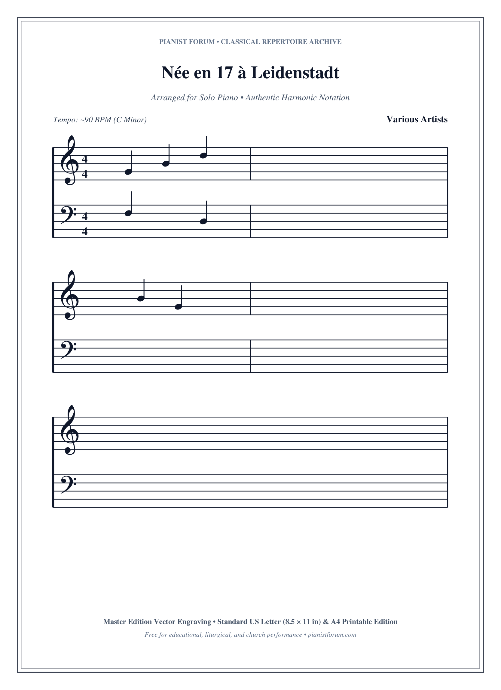 Née en 17 à Leidenstadt Piano Sheet Music Page 1 Free PDF
