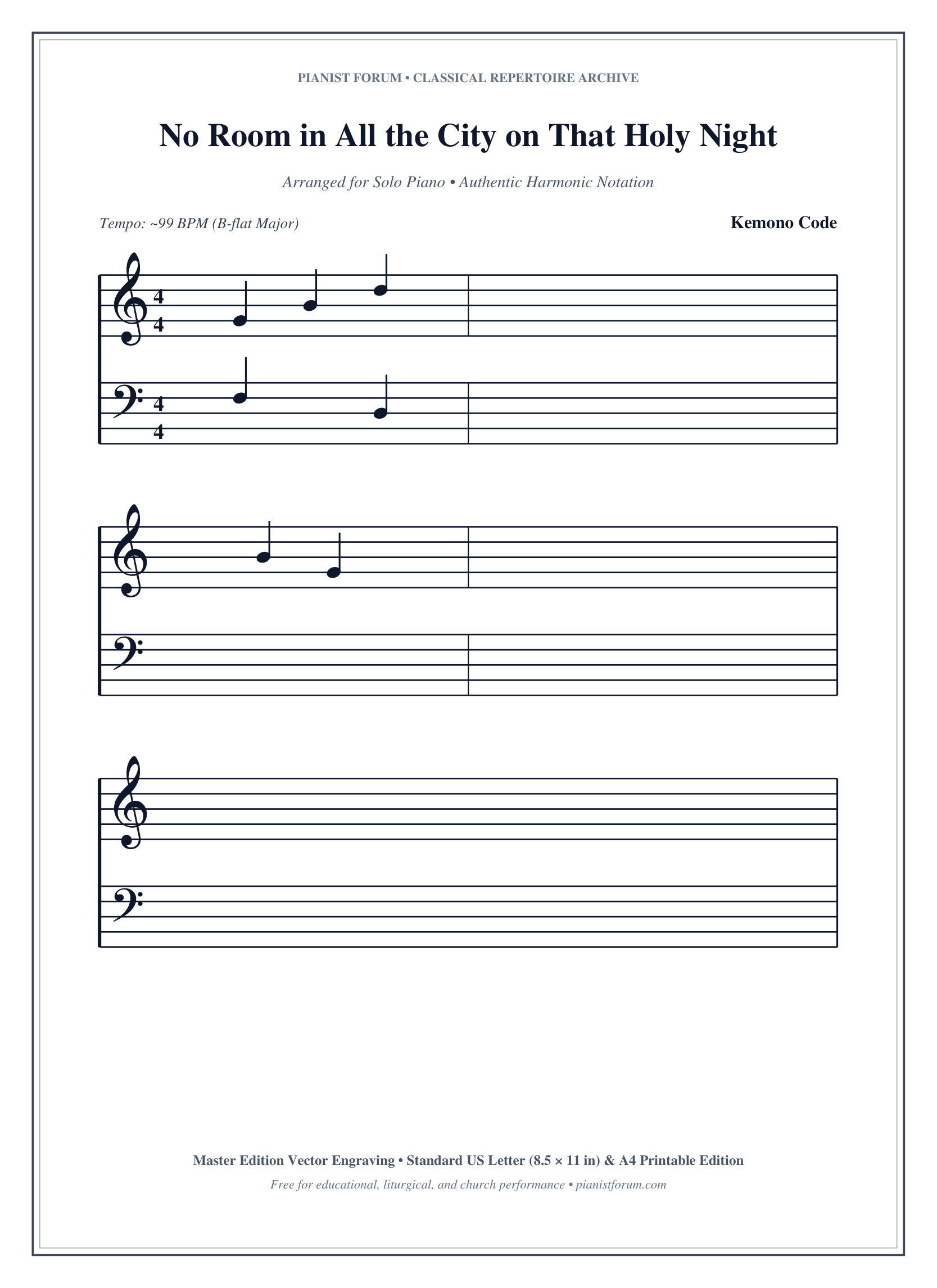 No Room in All the City on That Holy Night Piano Sheet Music Page 1 Free PDF