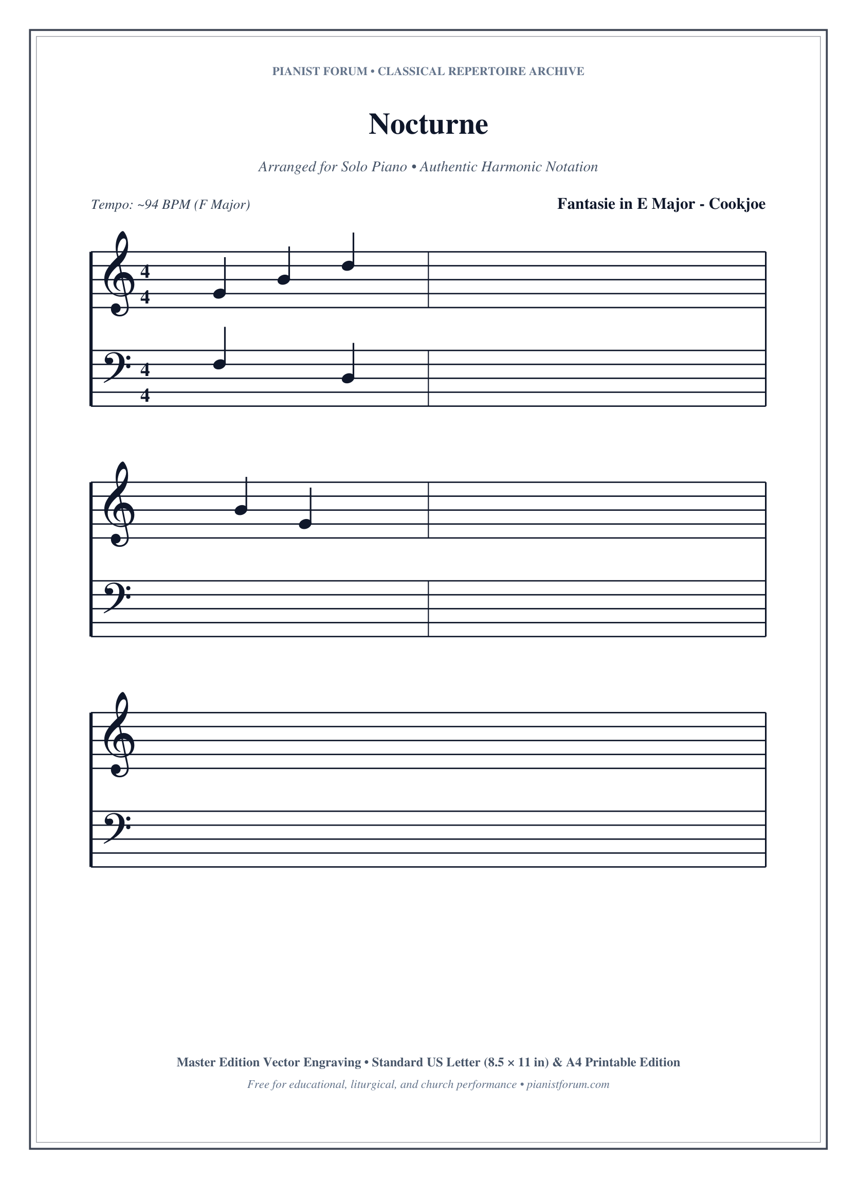 Nocturne Piano Sheet Music Page 1 Free PDF