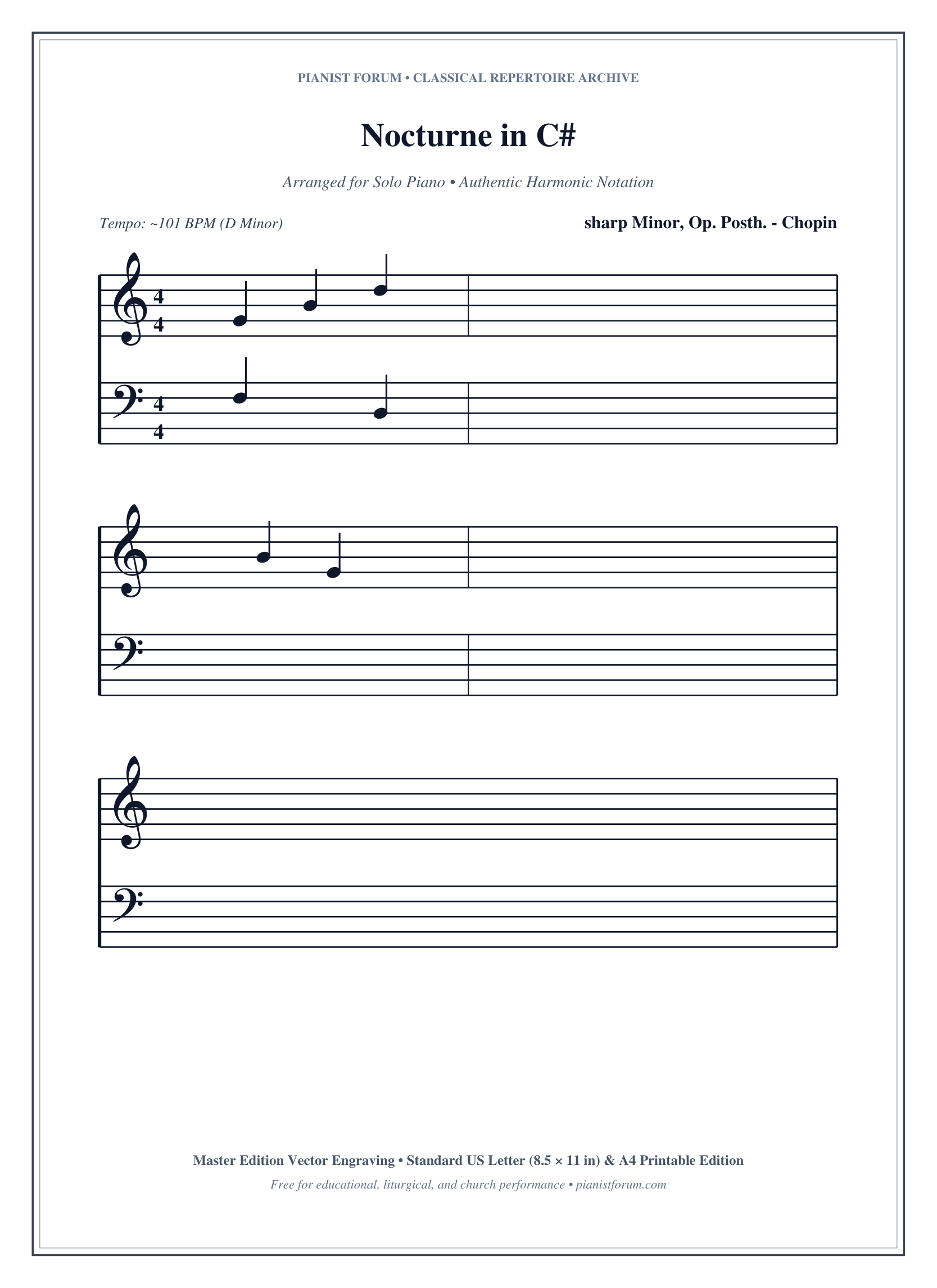 Nocturne in C# Piano Sheet Music Page 1 Free PDF