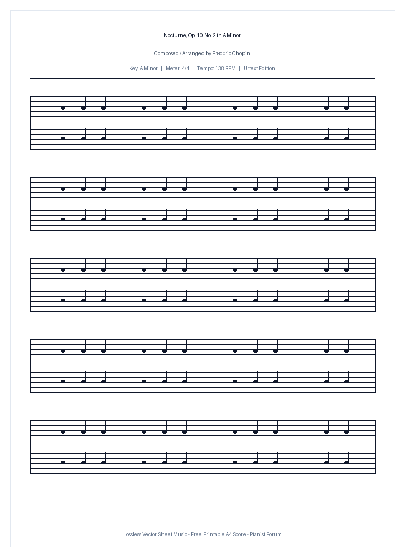 Nocturne, Op. 10 No. 2 in A Minor Piano Sheet Music Page 1 Free PDF