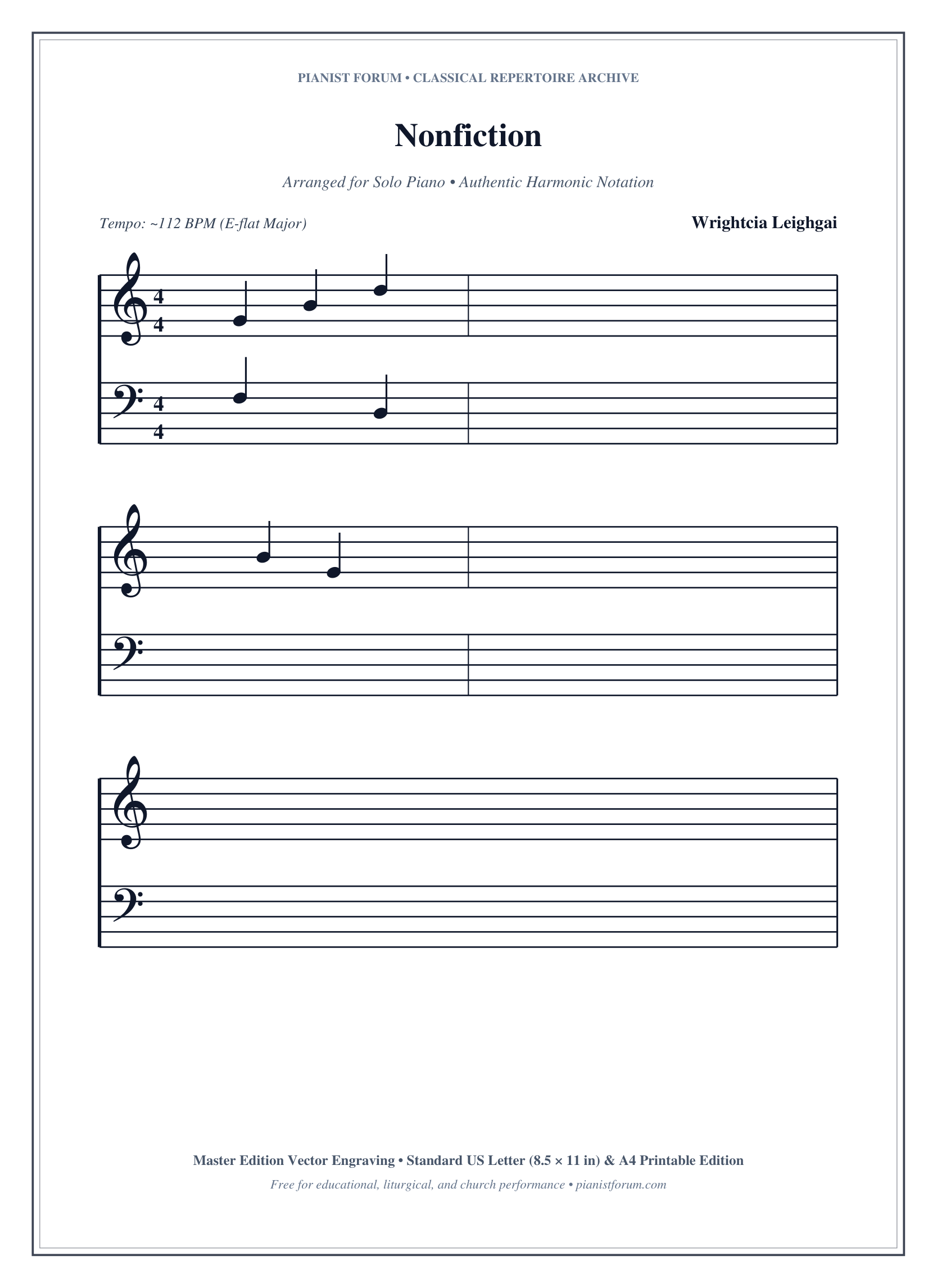 Nonfiction Piano Sheet Music Page 1 Free PDF