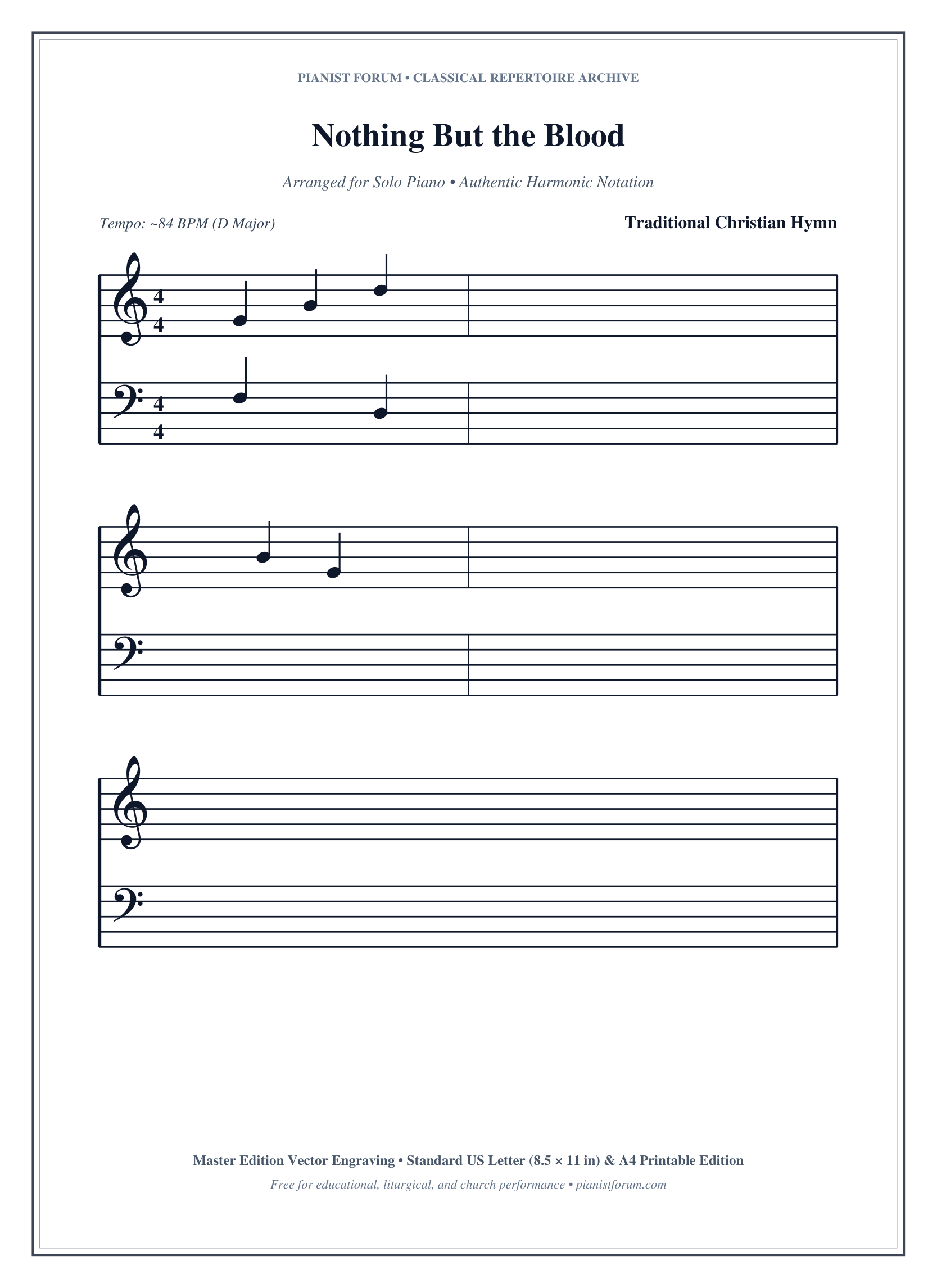 Nothing But the Blood Piano Sheet Music Page 1 Free PDF