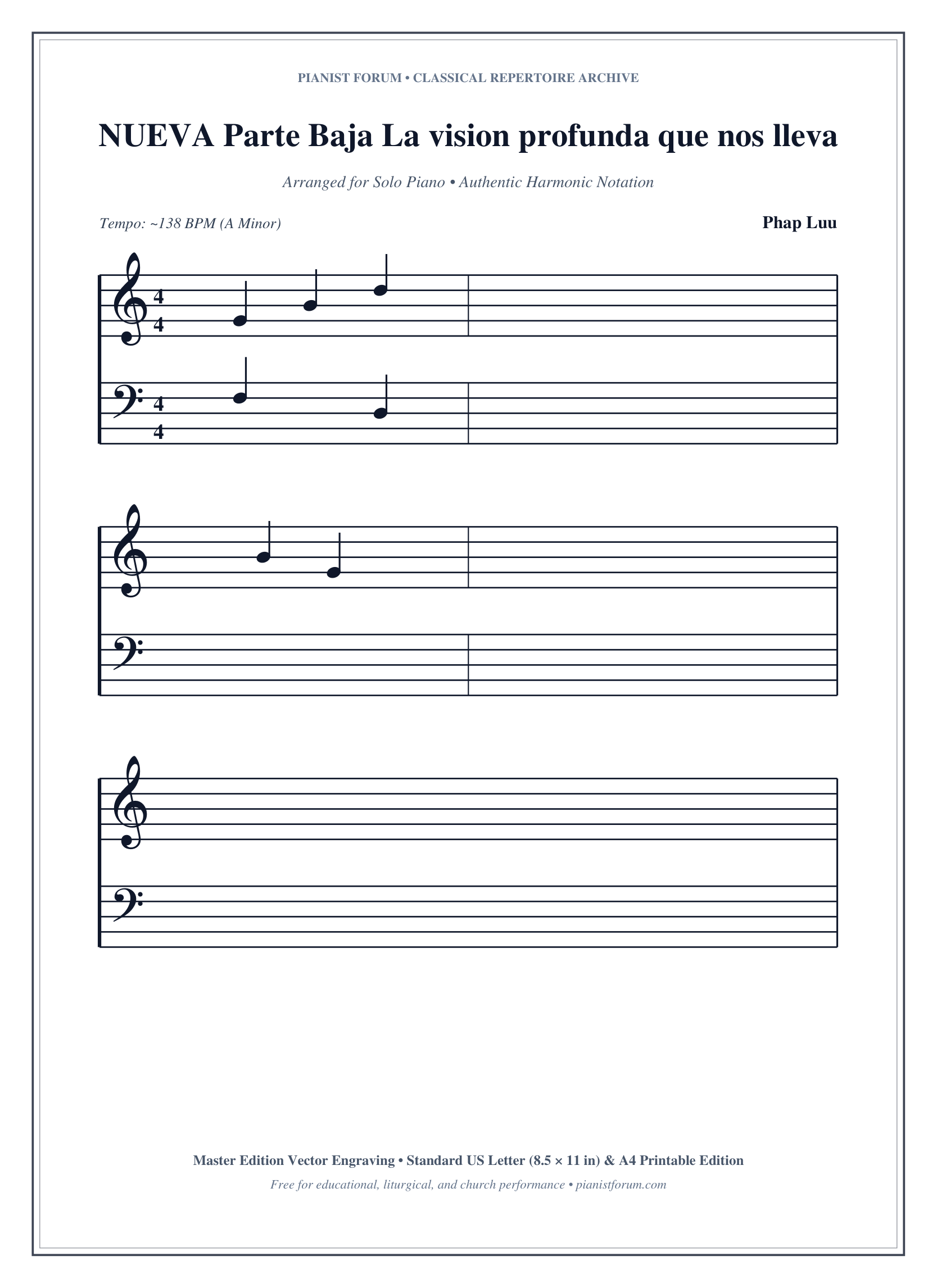 NUEVA Parte Baja La vision profunda que nos lleva a la otra orilla final Piano Sheet Music Page 1 Free PDF