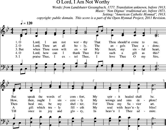 O Lord, I Am Not Worthy Piano Sheet Music Page 1 Free PDF