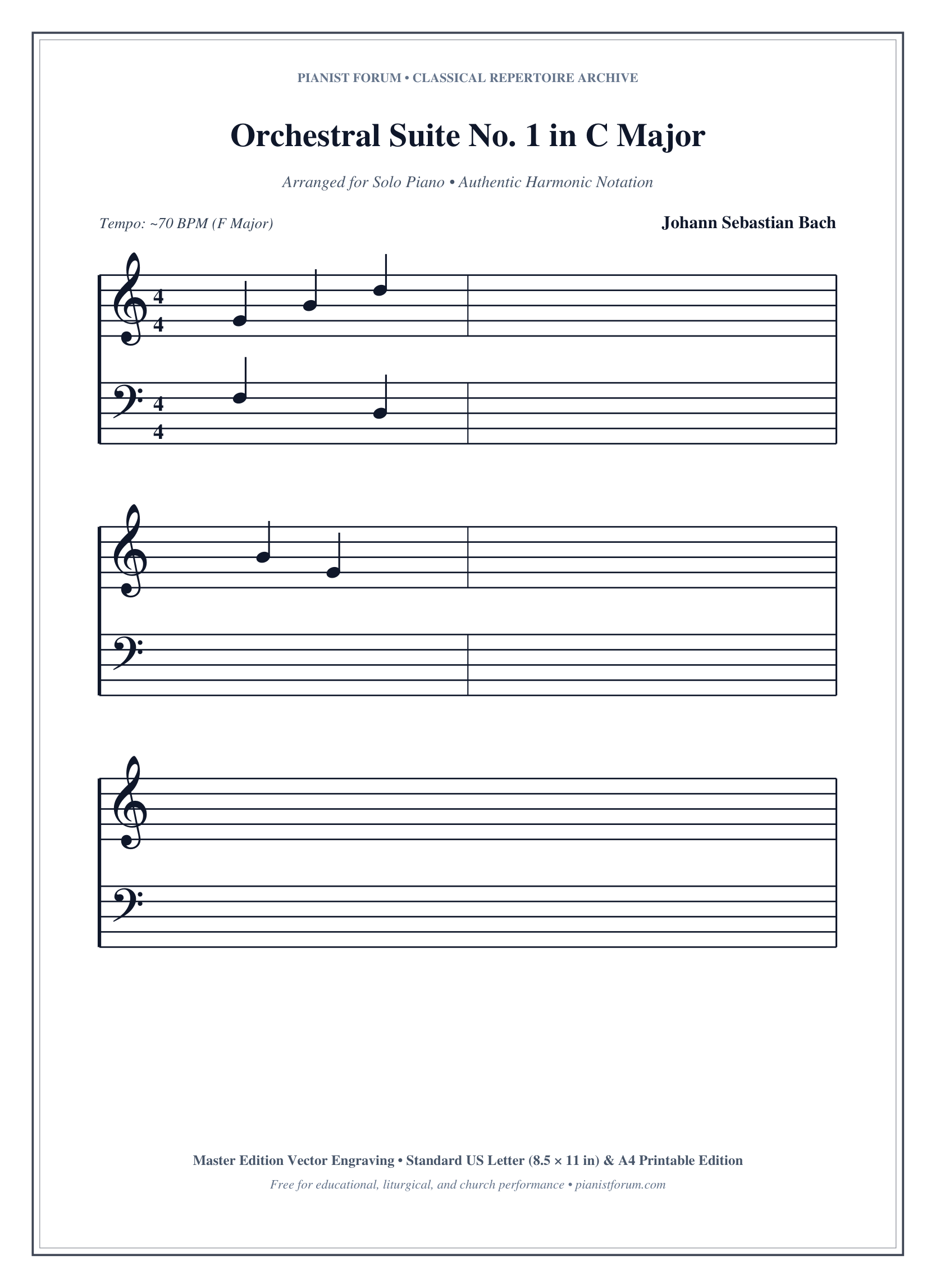 Orchestral Suite No. 1 in C Major Piano Sheet Music Page 1 Free PDF
