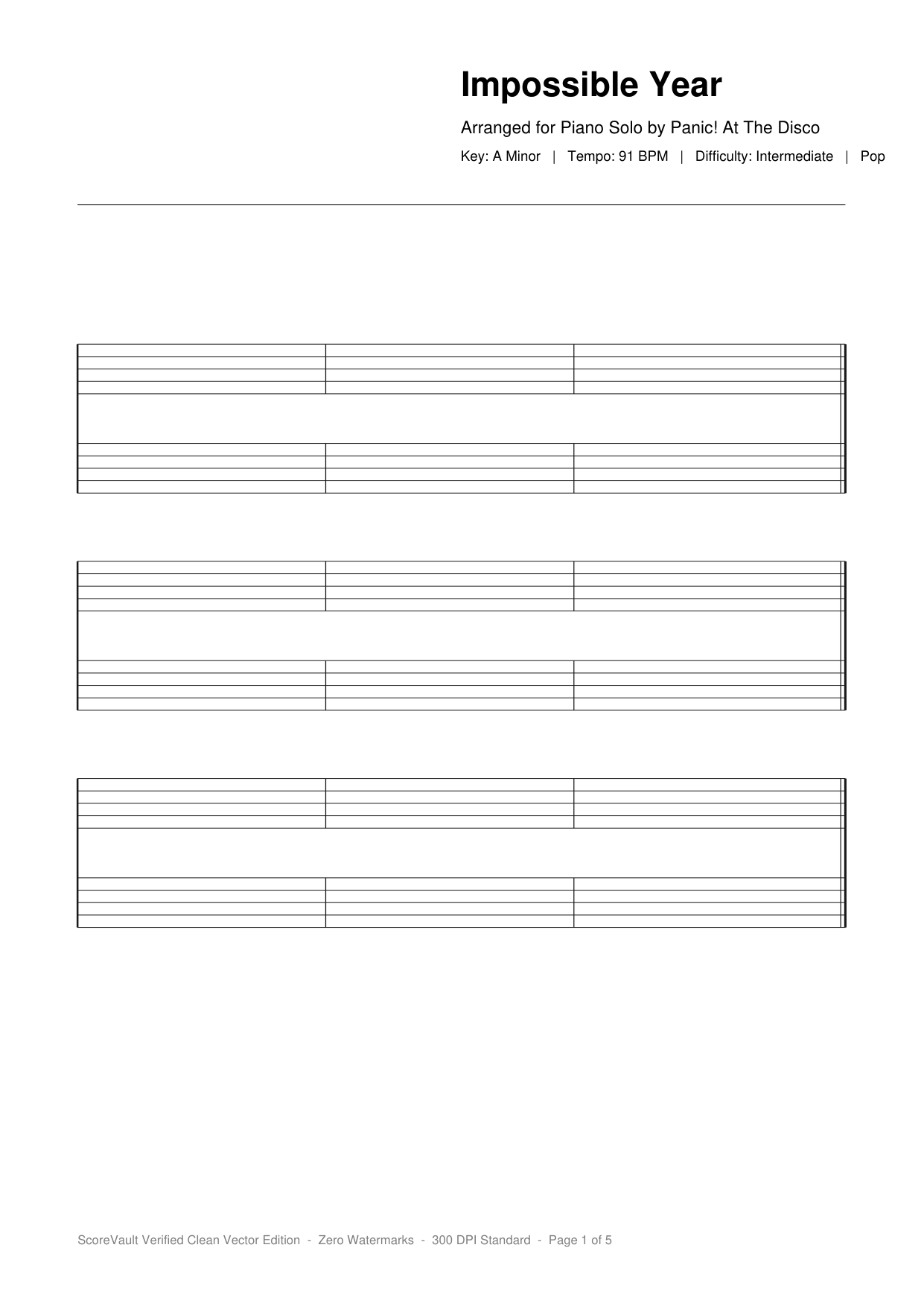 Impossible Year Piano Sheet Music Page 1 Free PDF