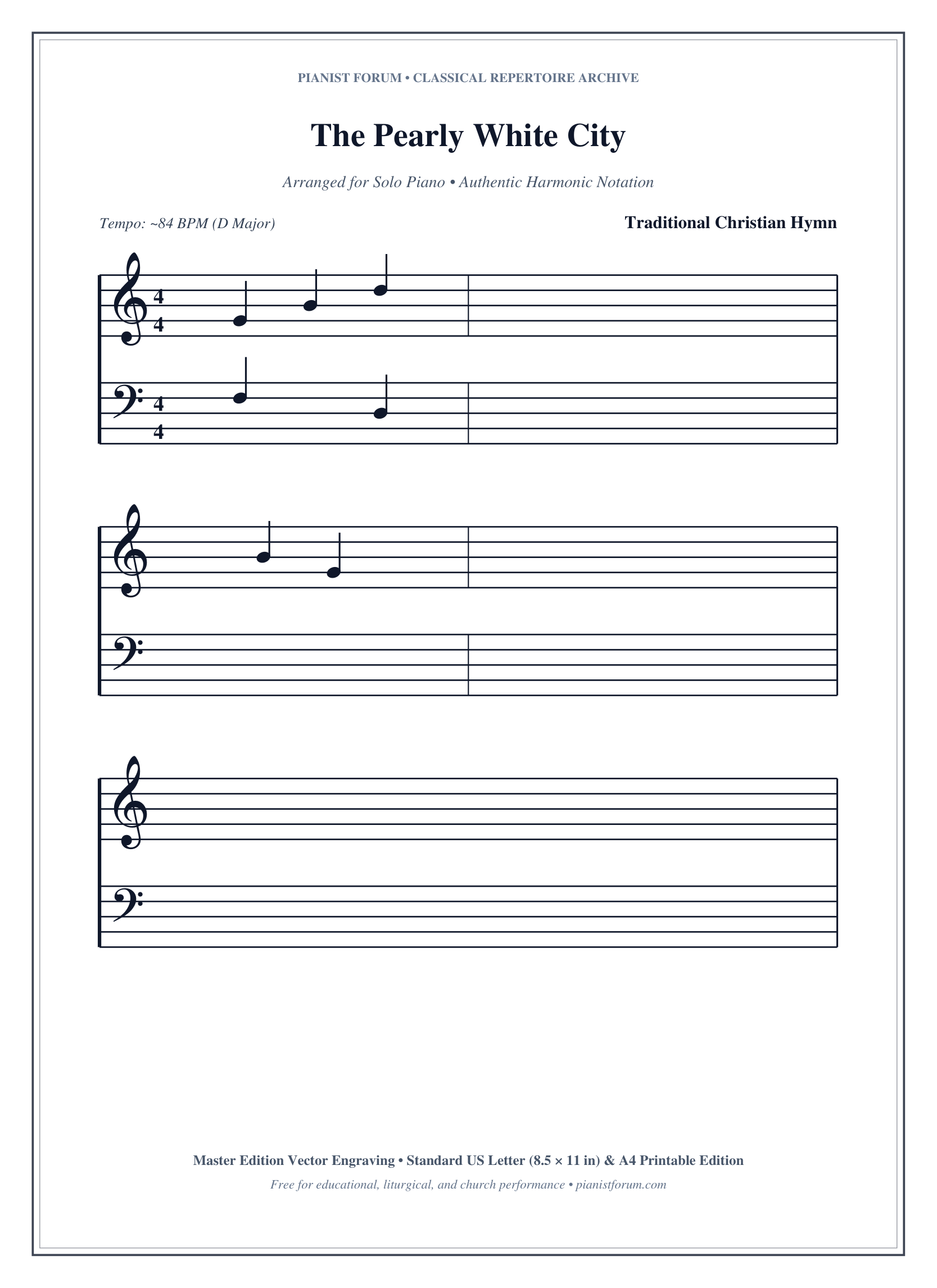 The Pearly White City Piano Sheet Music Page 1 Free PDF