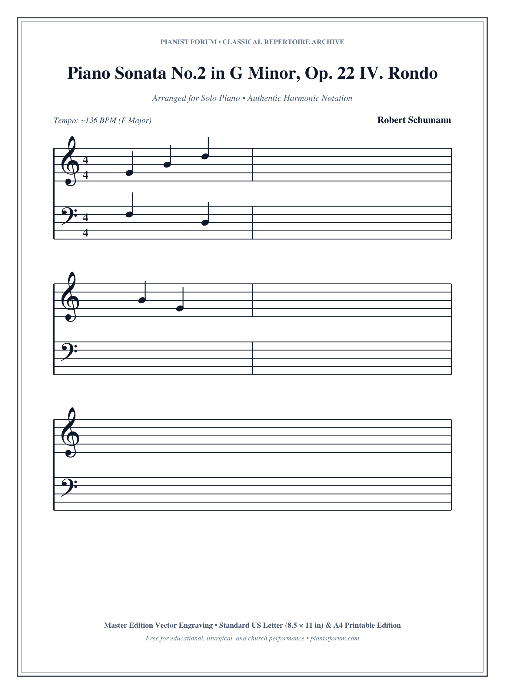 Piano Sonata No.2 in G Minor, Op. 22 IV. Rondo Piano Sheet Music Page 1 Free PDF