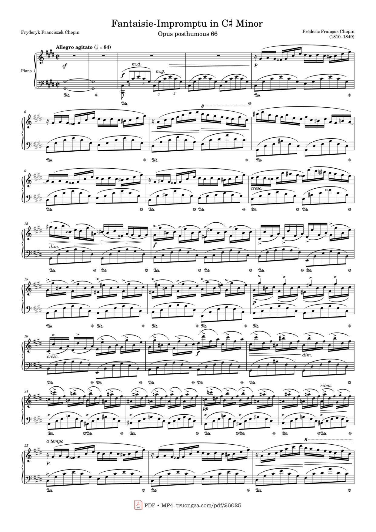 Fantaisie-Impromptu in C♯ Minor Piano Piano Sheet Music Page 1 Free PDF