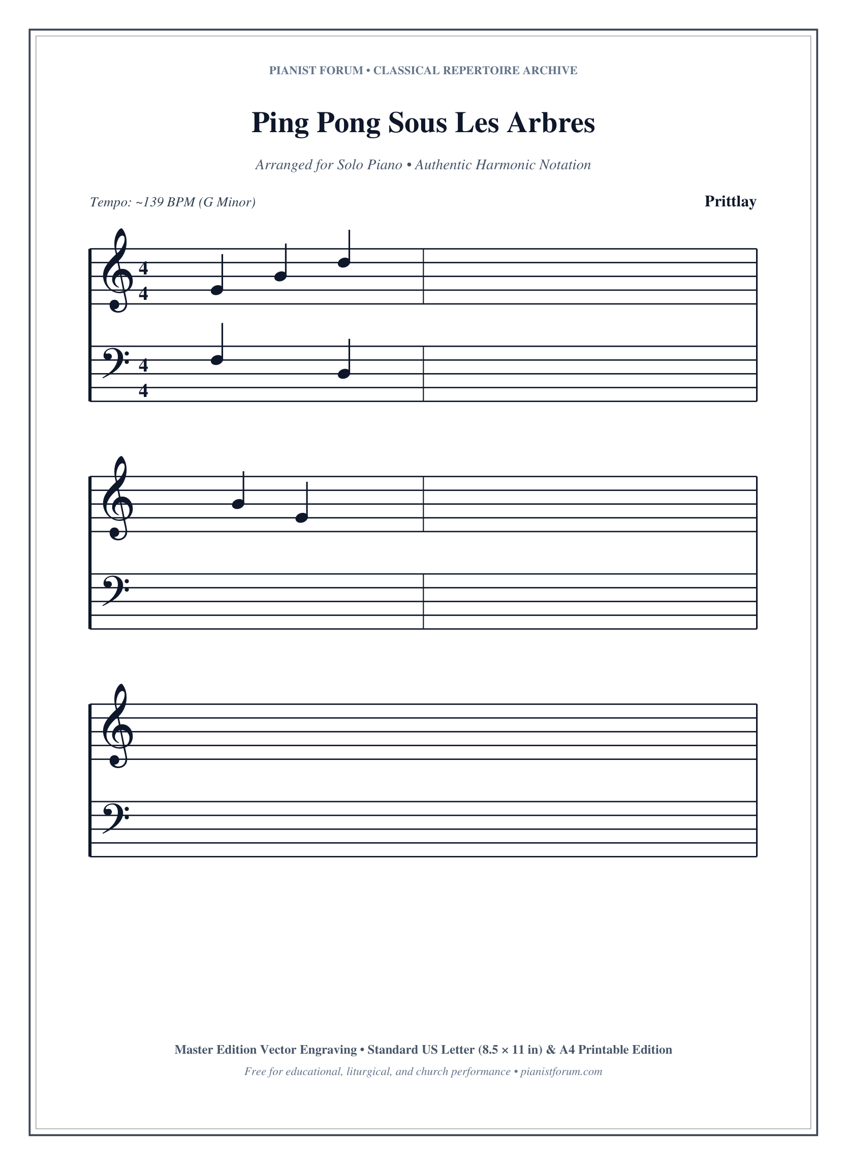 Ping Pong Sous Les Arbres Piano Sheet Music Page 1 Free PDF