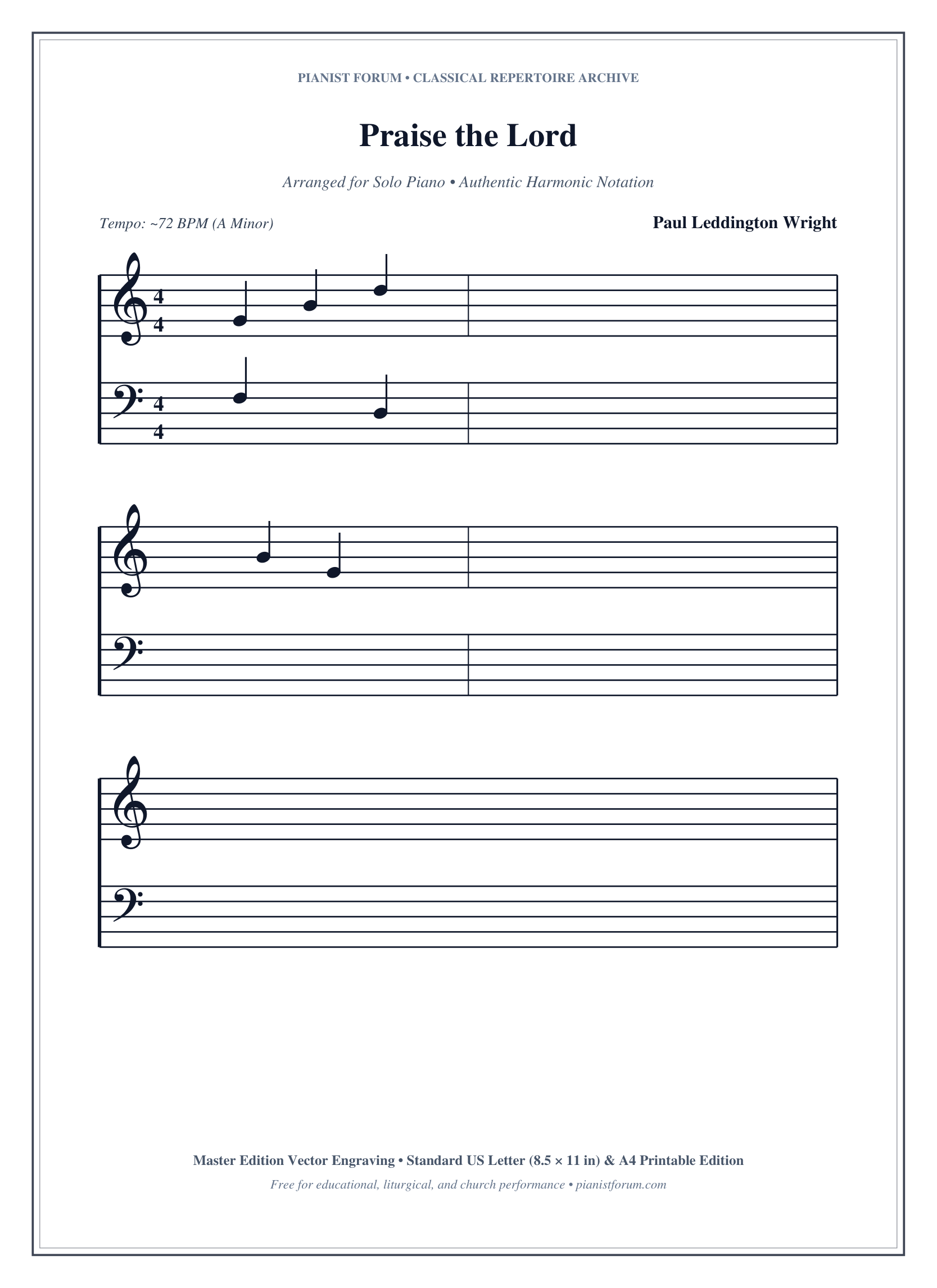 Praise the Lord Piano Sheet Music Page 1 Free PDF