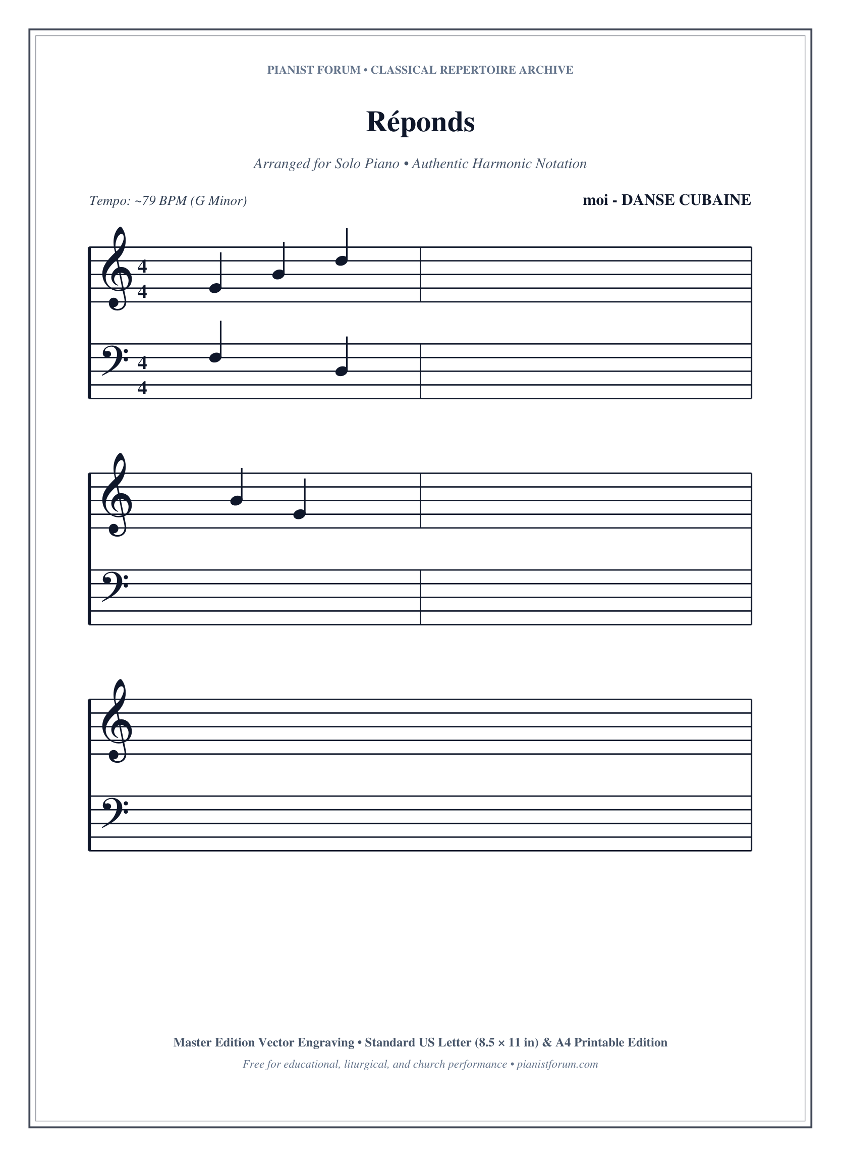 Réponds Piano Sheet Music Page 1 Free PDF