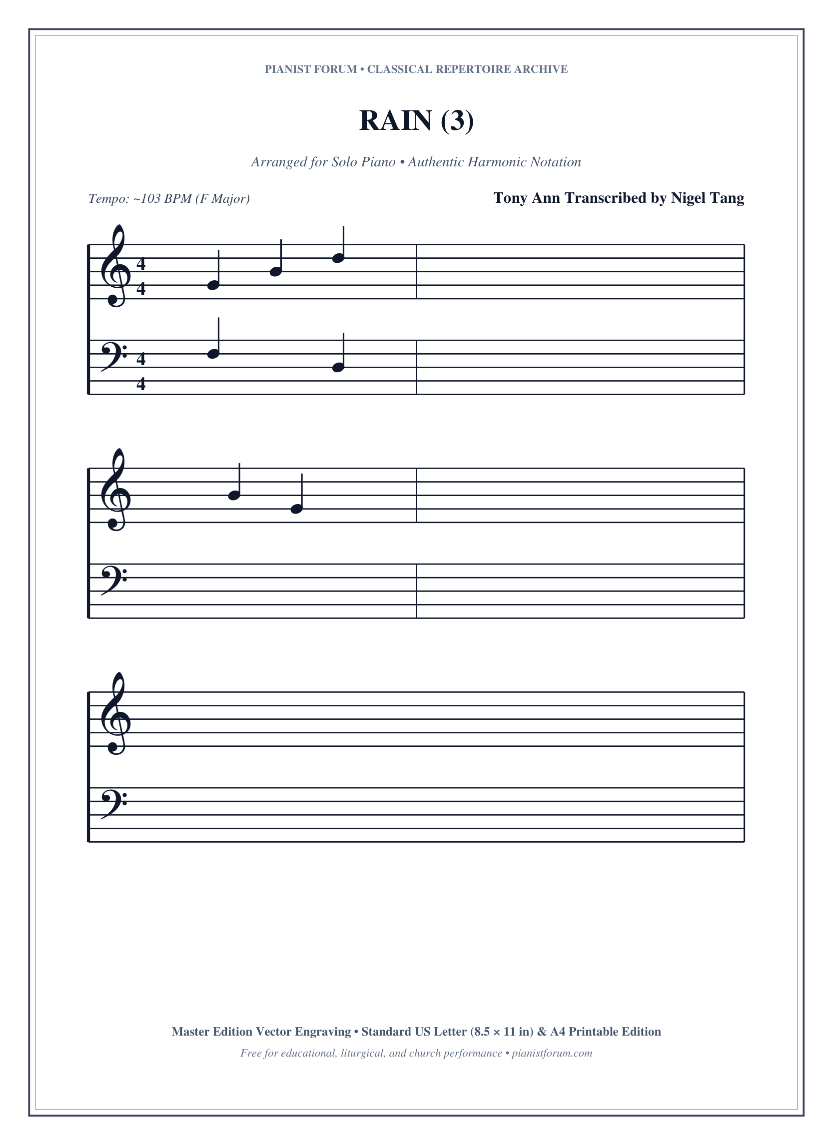 RAIN (3) Piano Sheet Music Page 1 Free PDF