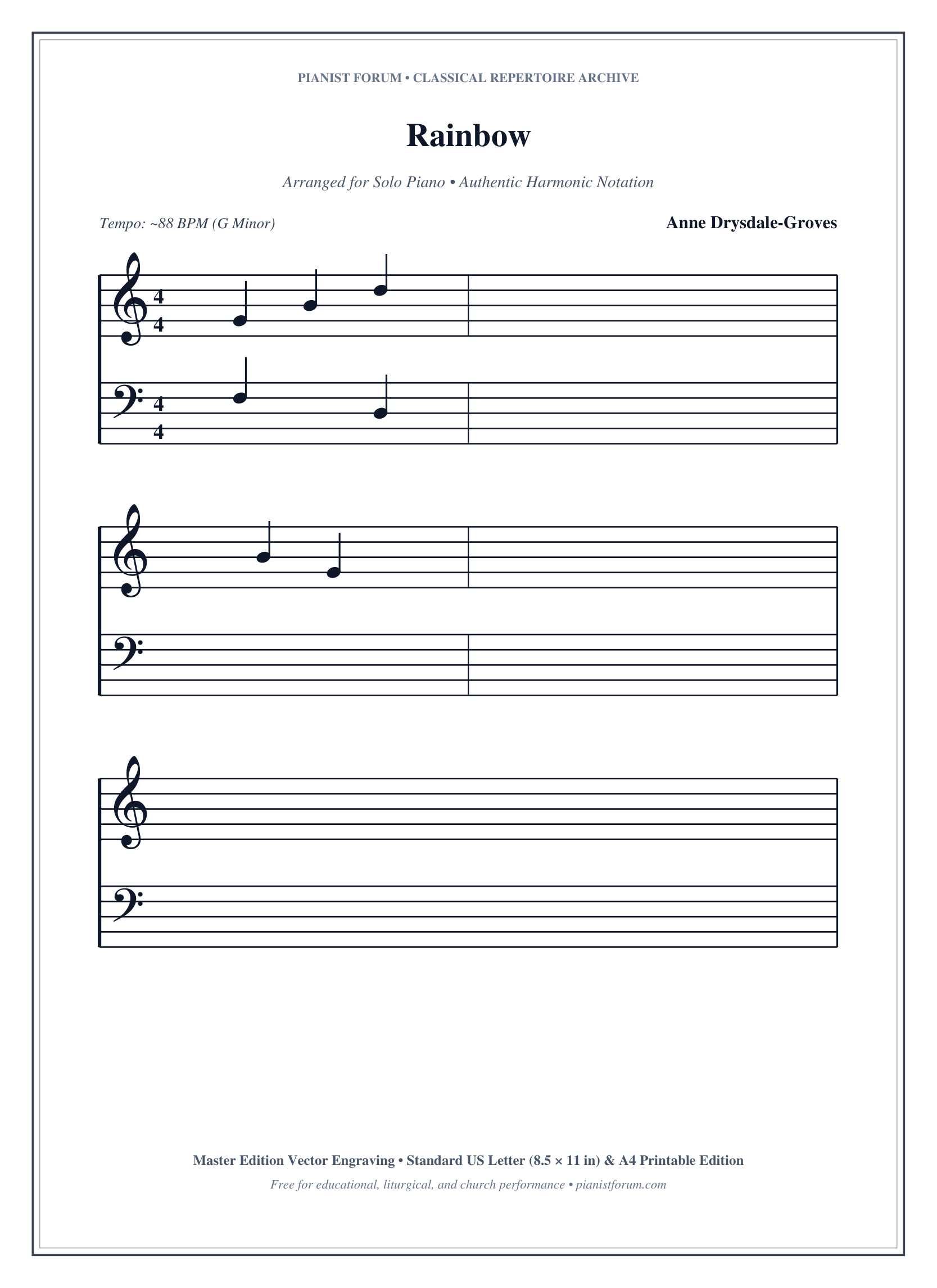 Rainbow Piano Sheet Music Page 1 Free PDF