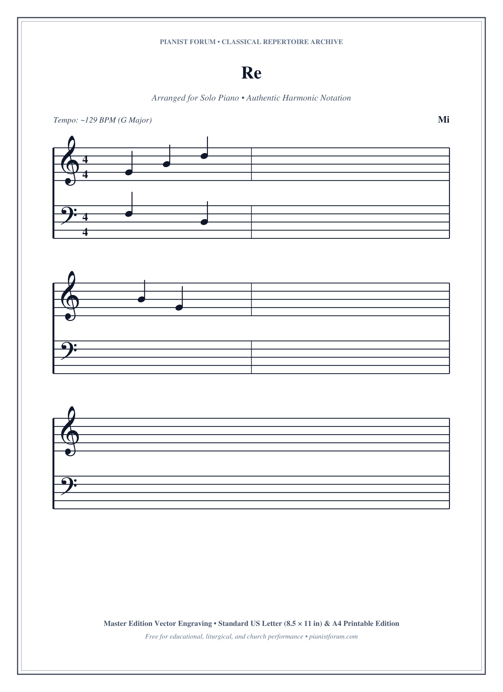 Re Piano Sheet Music Page 1 Free PDF