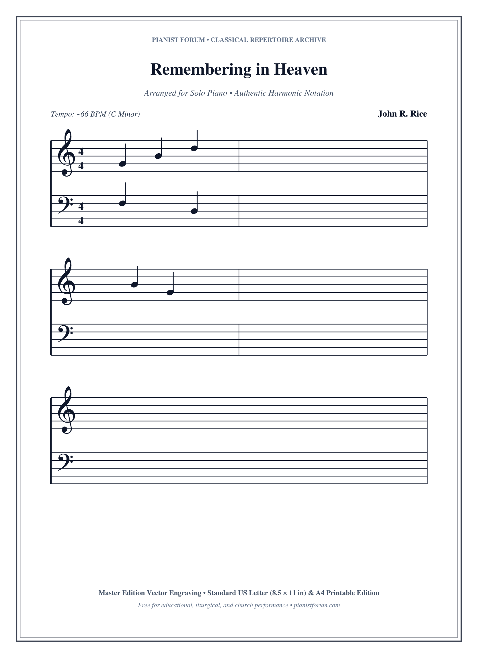 Remembering in Heaven Piano Sheet Music Page 1 Free PDF