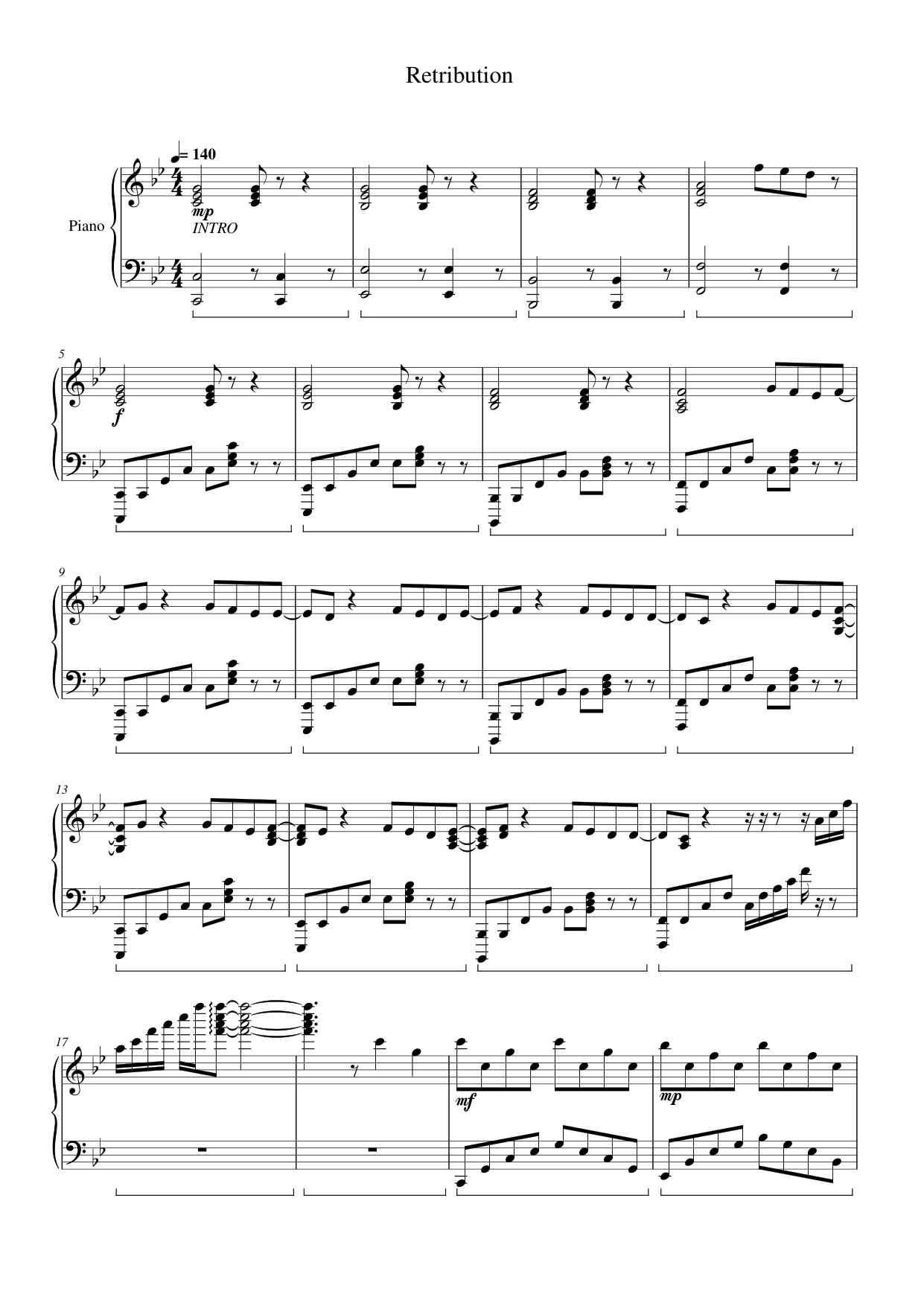 Retribution Piano Sheet Music Page 1 Free PDF