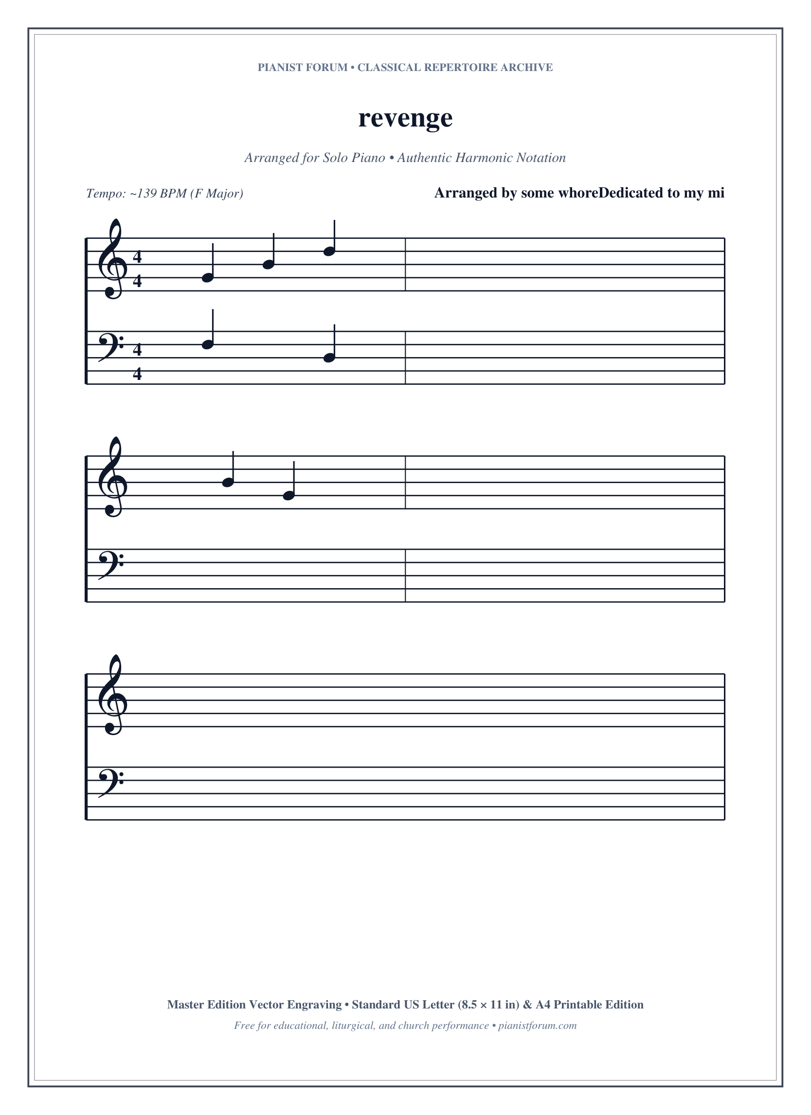 revenge Piano Sheet Music Page 1 Free PDF
