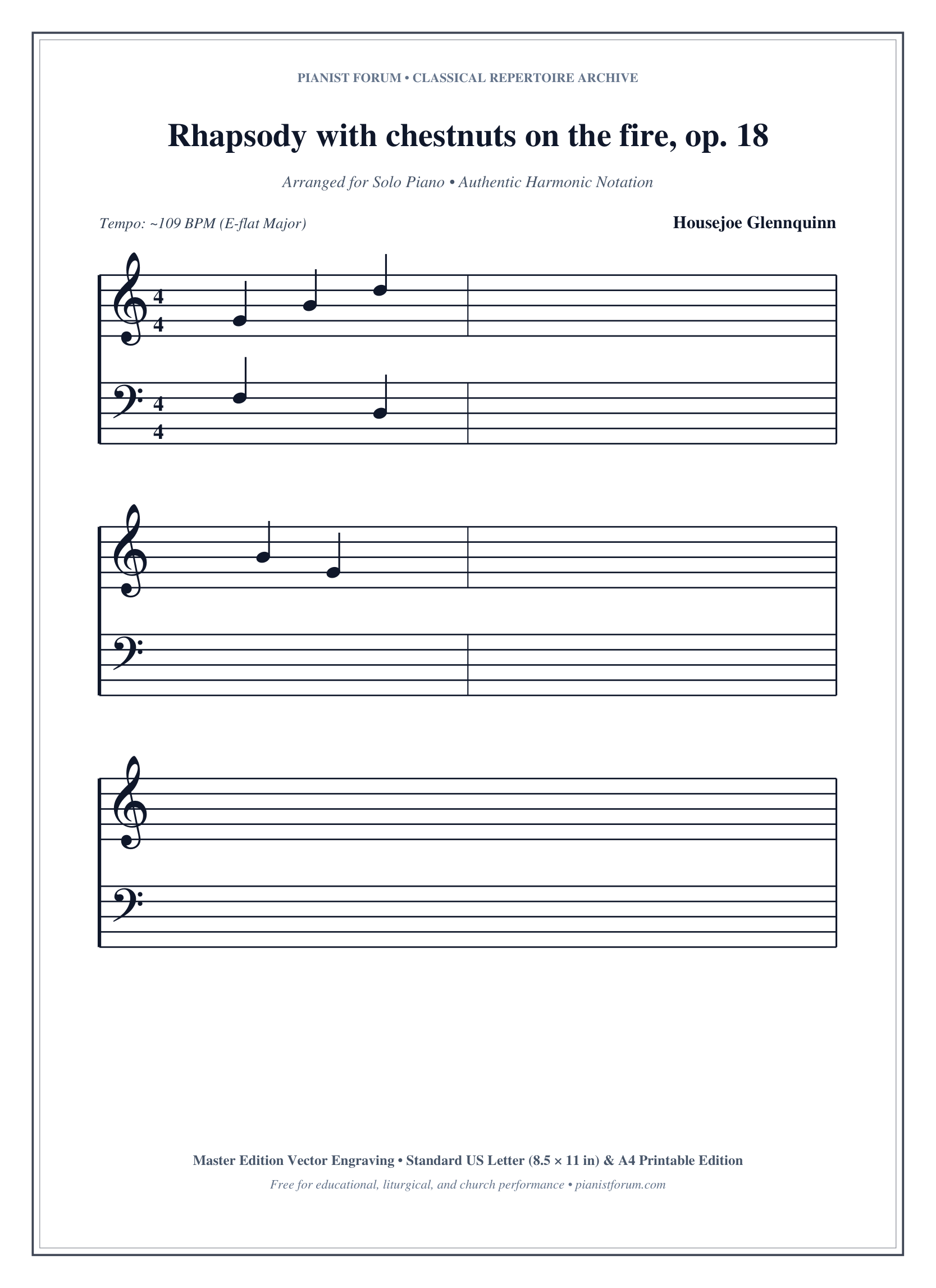 Rhapsody with chestnuts on the fire, op. 18 Piano Sheet Music Page 1 Free PDF