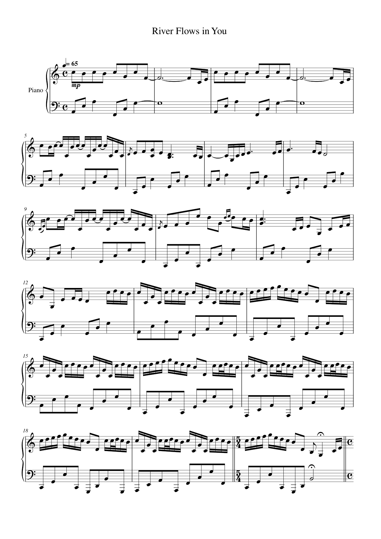 River Flows in You Piano Sheet Music Page 1 Free PDF