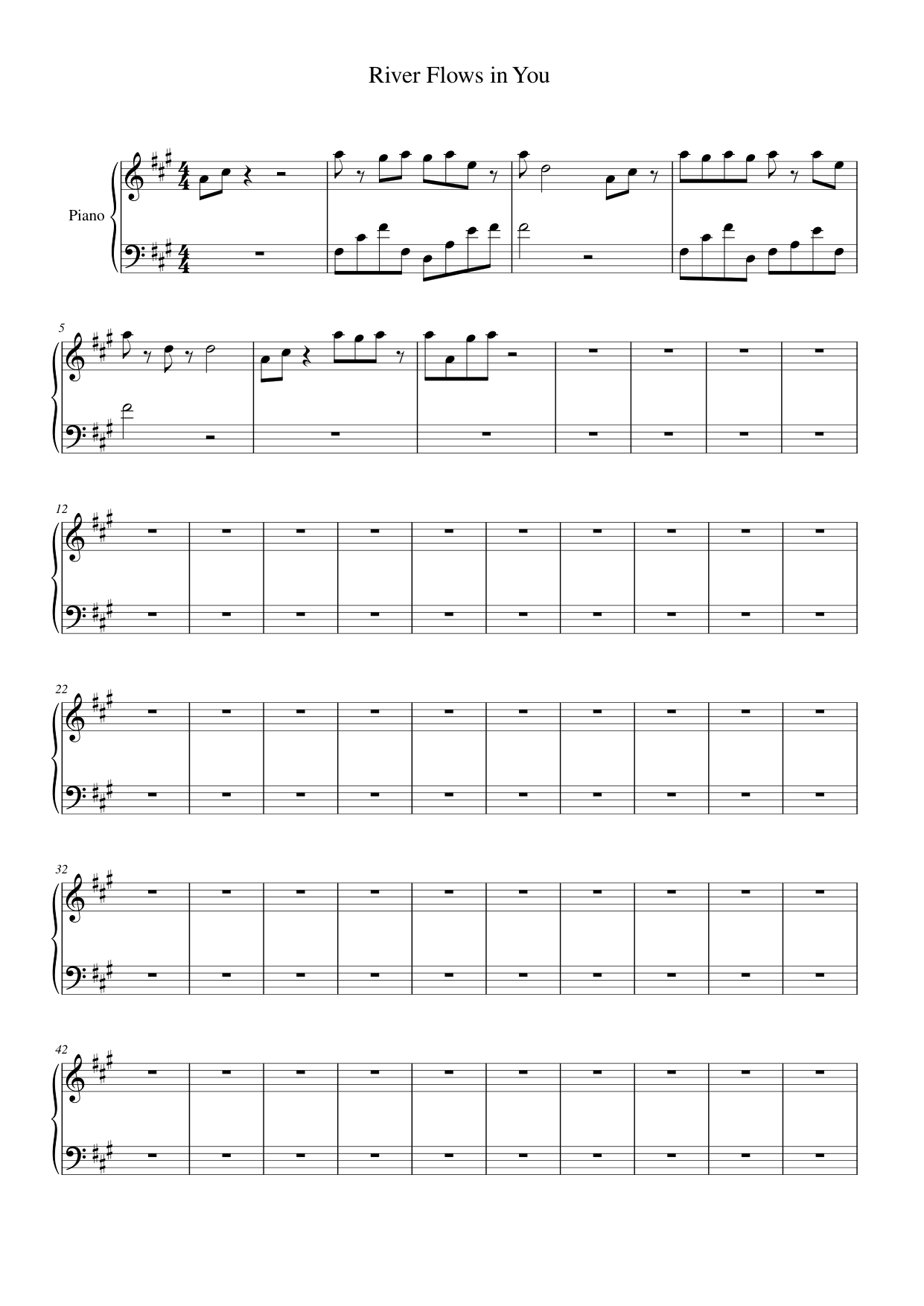 River Flows in You Piano Sheet Music Page 1 Free PDF