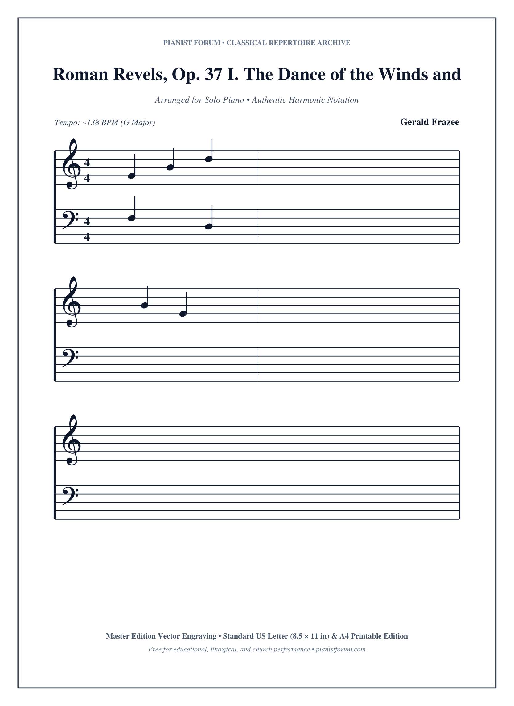 Roman Revels, Op. 37 I. The Dance of the Winds and the Waves Piano Sheet Music Page 1 Free PDF