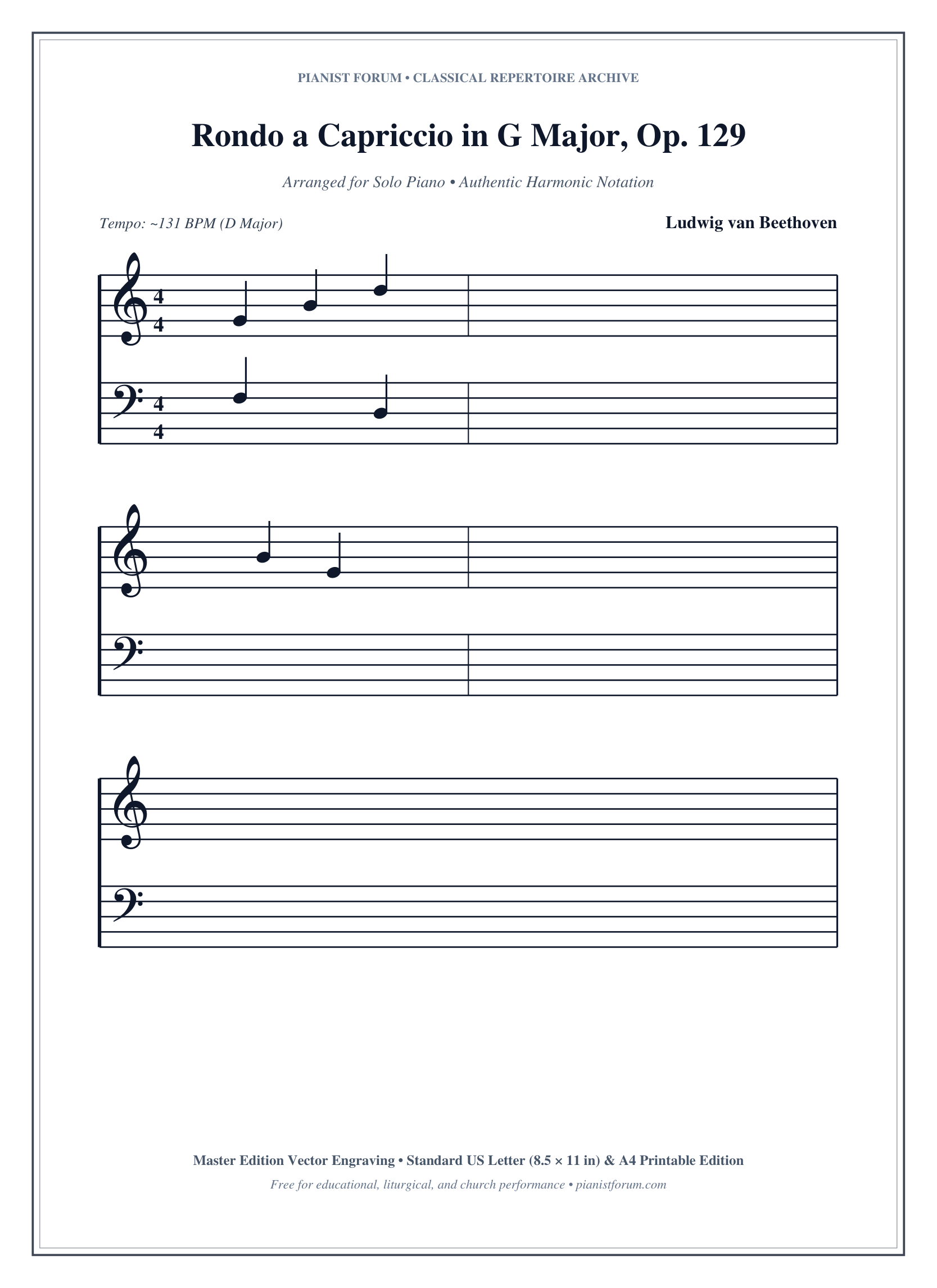 Rondo a Capriccio in G Major, Op. 129 Piano Sheet Music Page 1 Free PDF