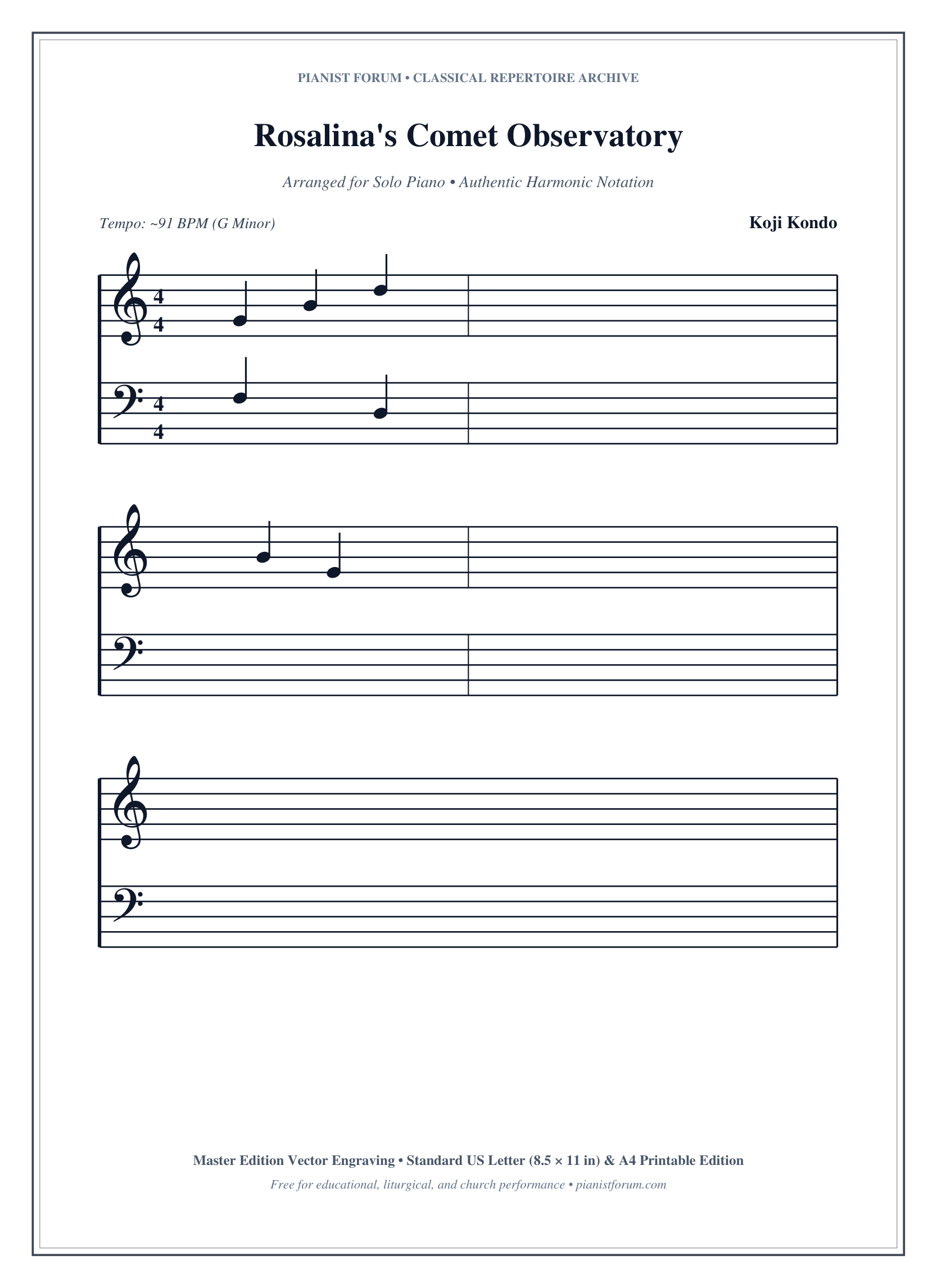 Rosalina's Comet Observatory Piano Sheet Music Page 1 Free PDF