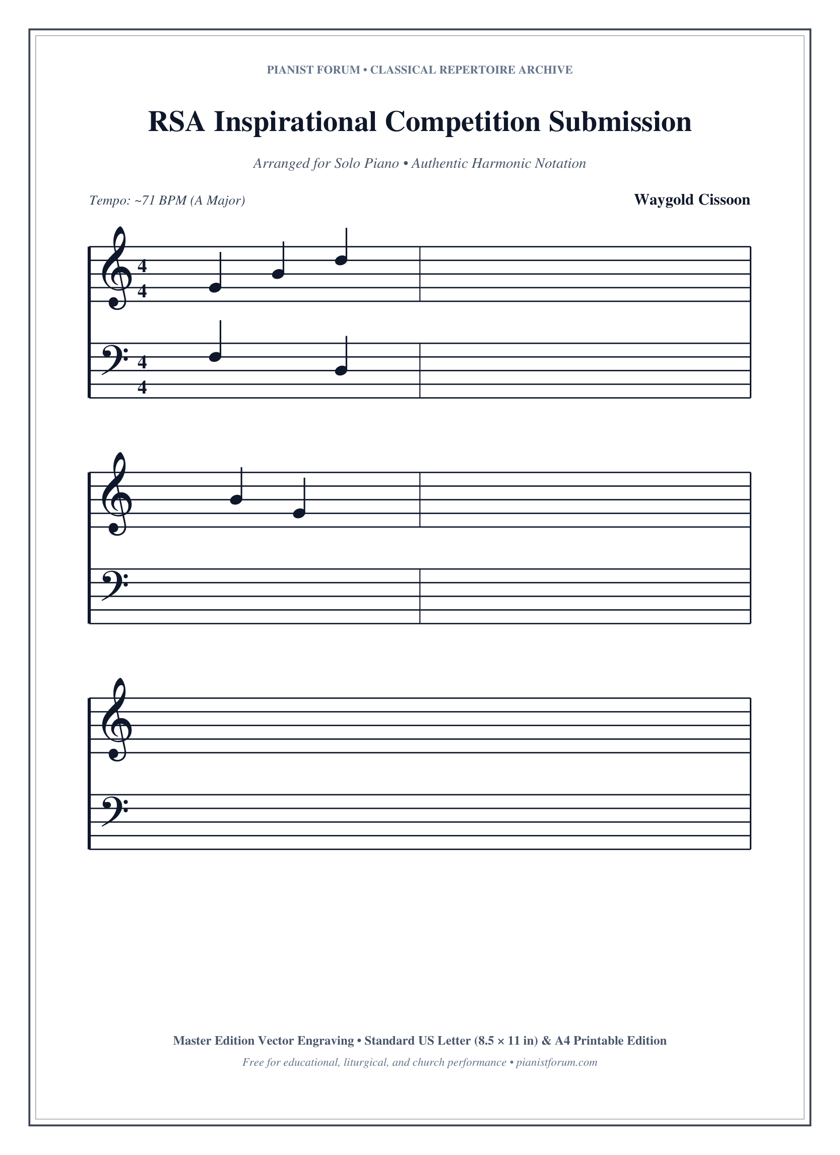 RSA Inspirational Competition Submission Piano Sheet Music Page 1 Free PDF