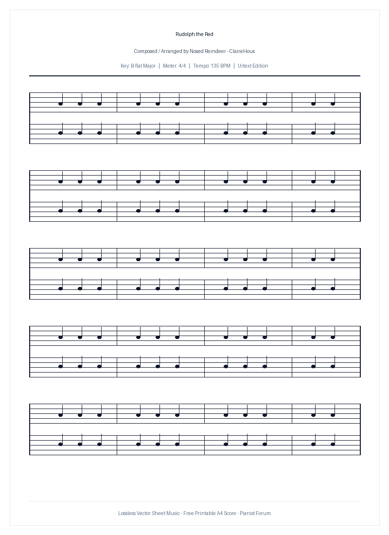 Rudolph the Red Piano Sheet Music Free PDF