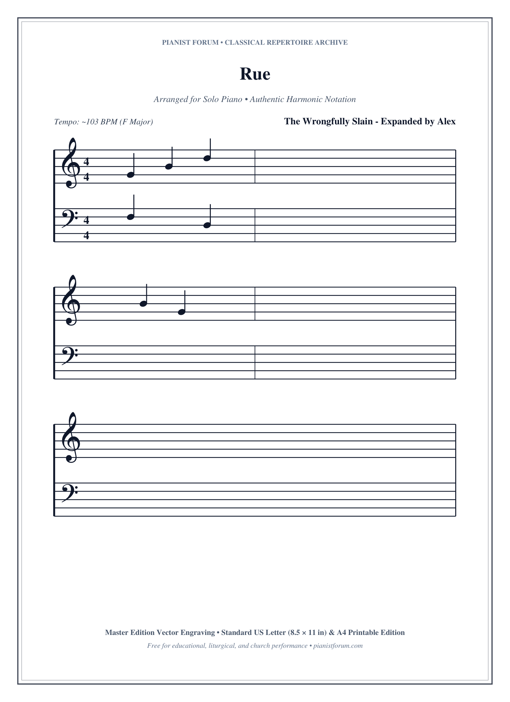 Rue Piano Sheet Music Page 1 Free PDF