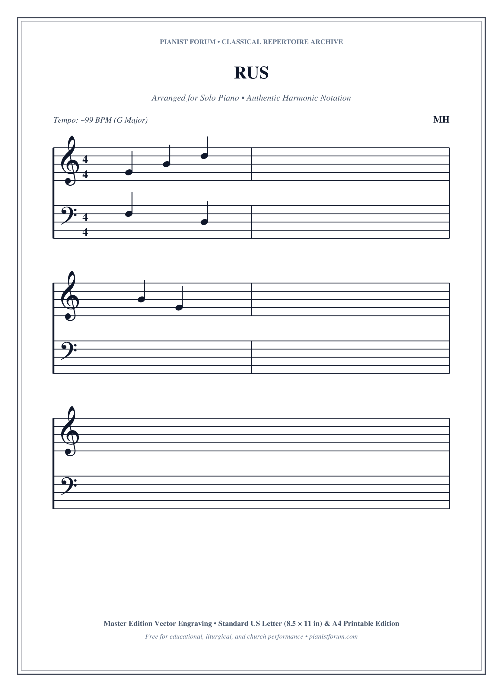 RUS Piano Sheet Music Page 1 Free PDF