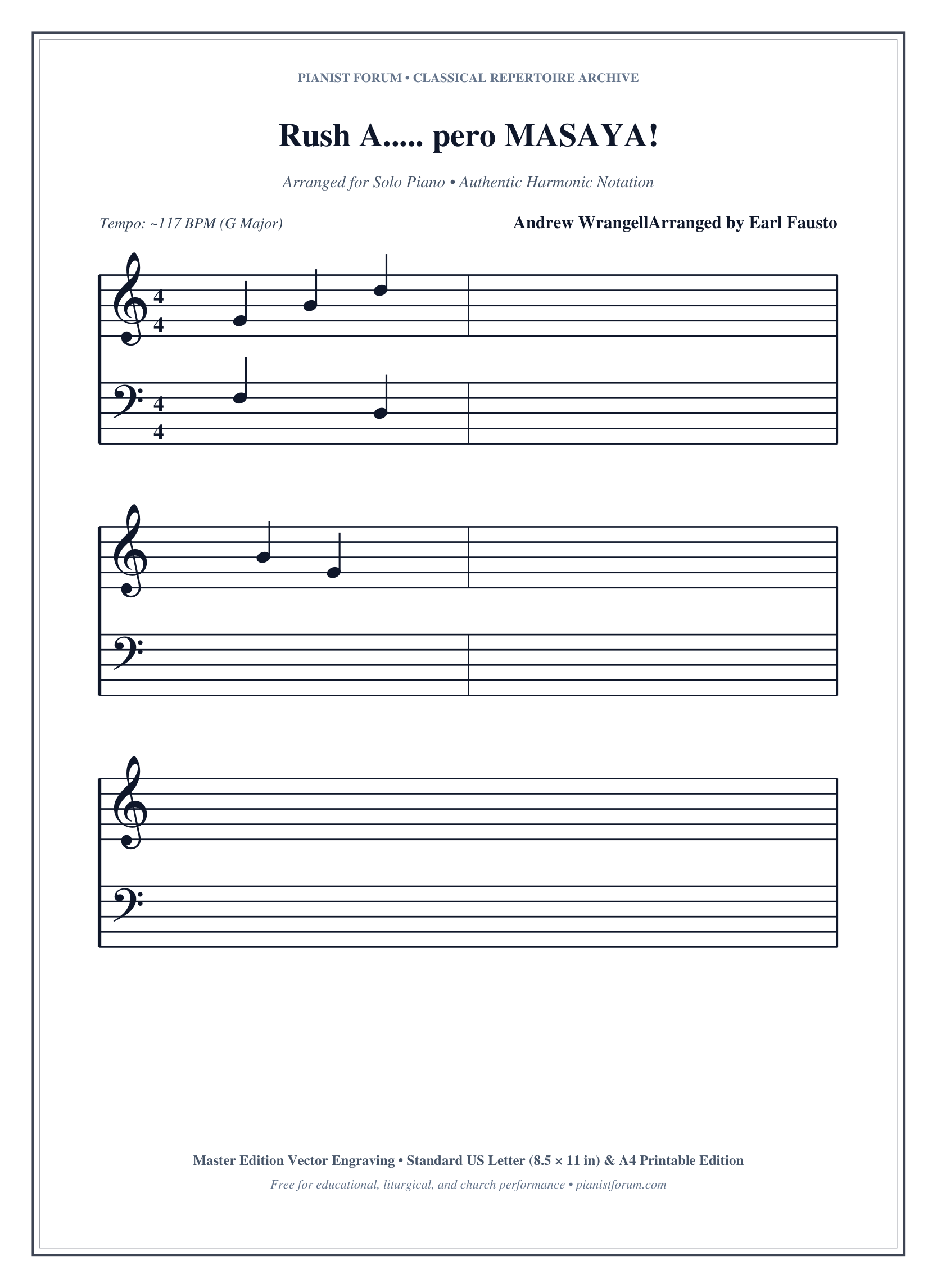 Rush A..... pero MASAYA! Piano Sheet Music Page 1 Free PDF