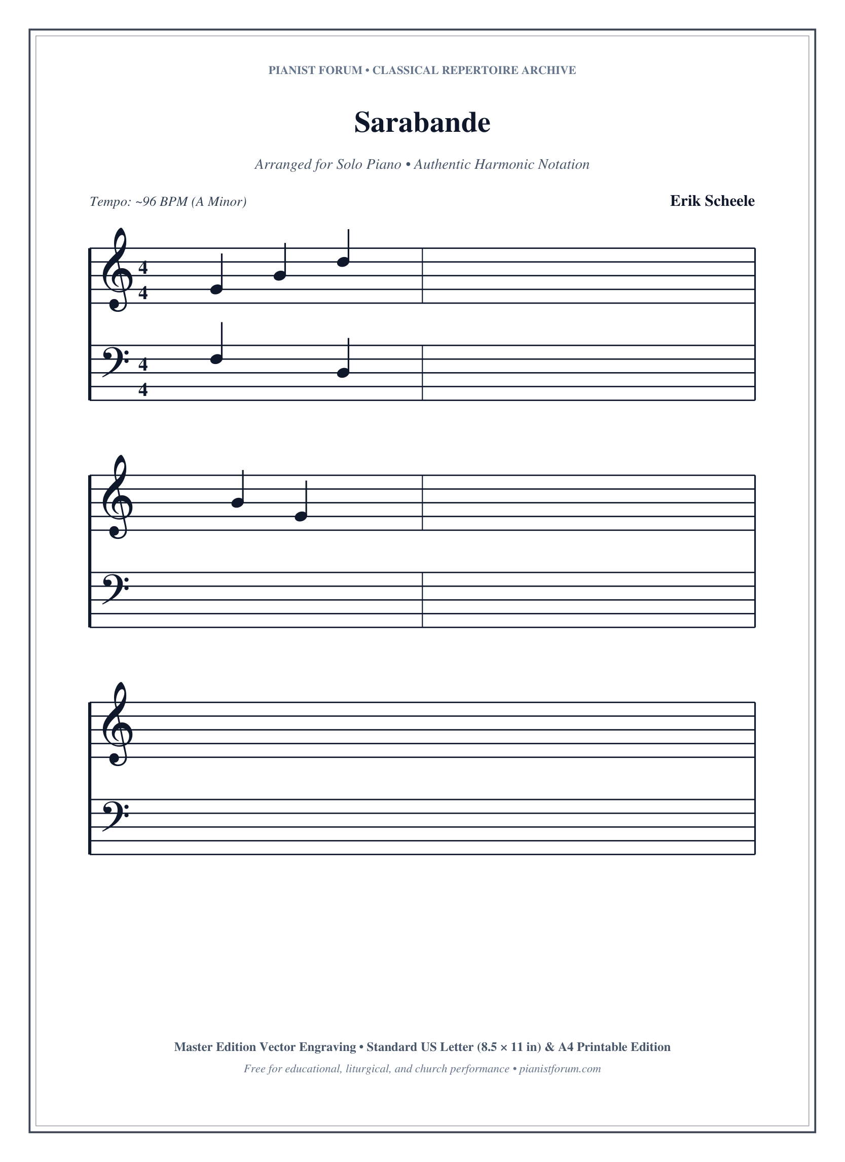 Sarabande Piano Sheet Music Page 1 Free PDF