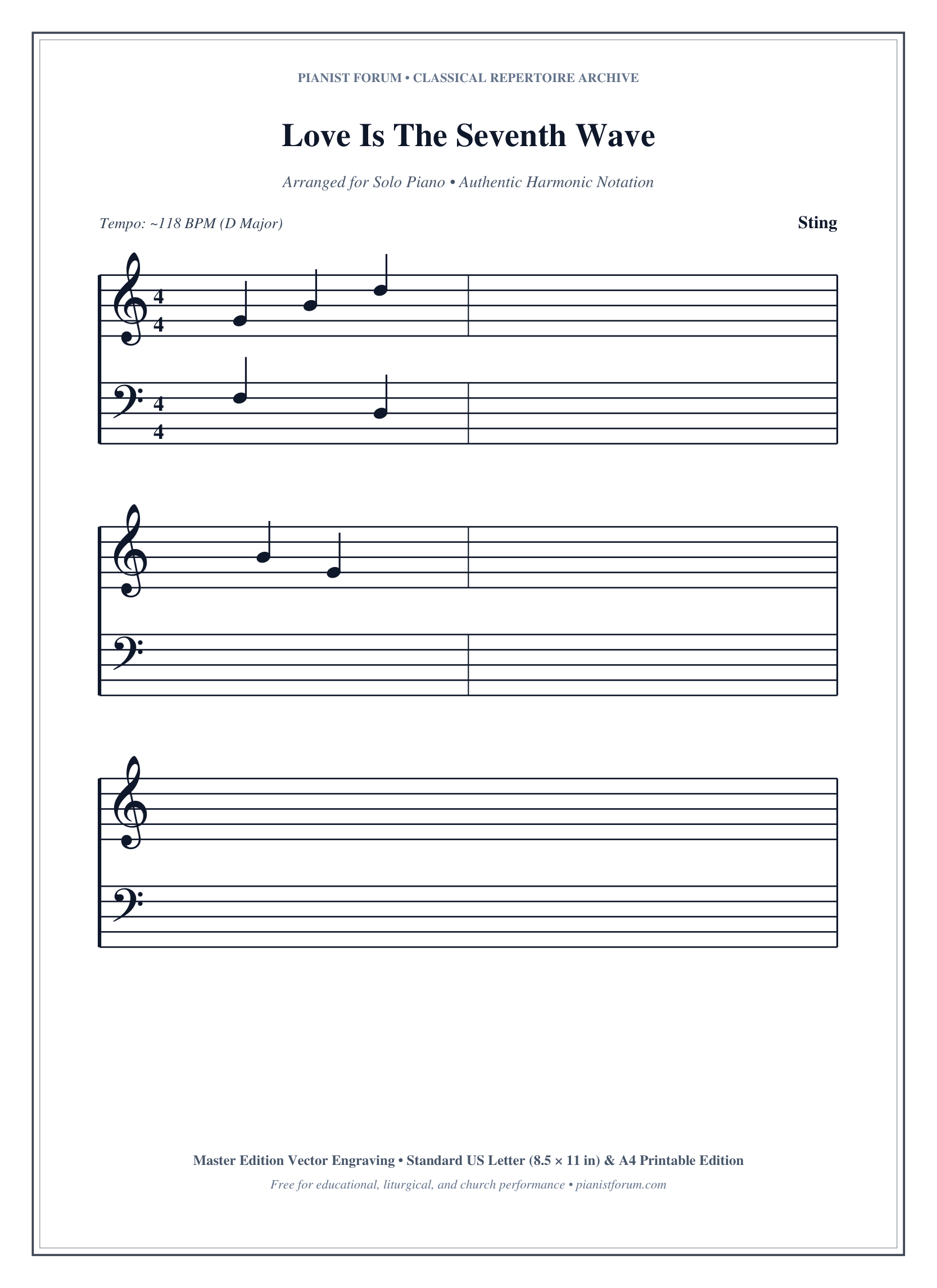 Love Is The Seventh Wave Piano Sheet Music Page 1 Free PDF