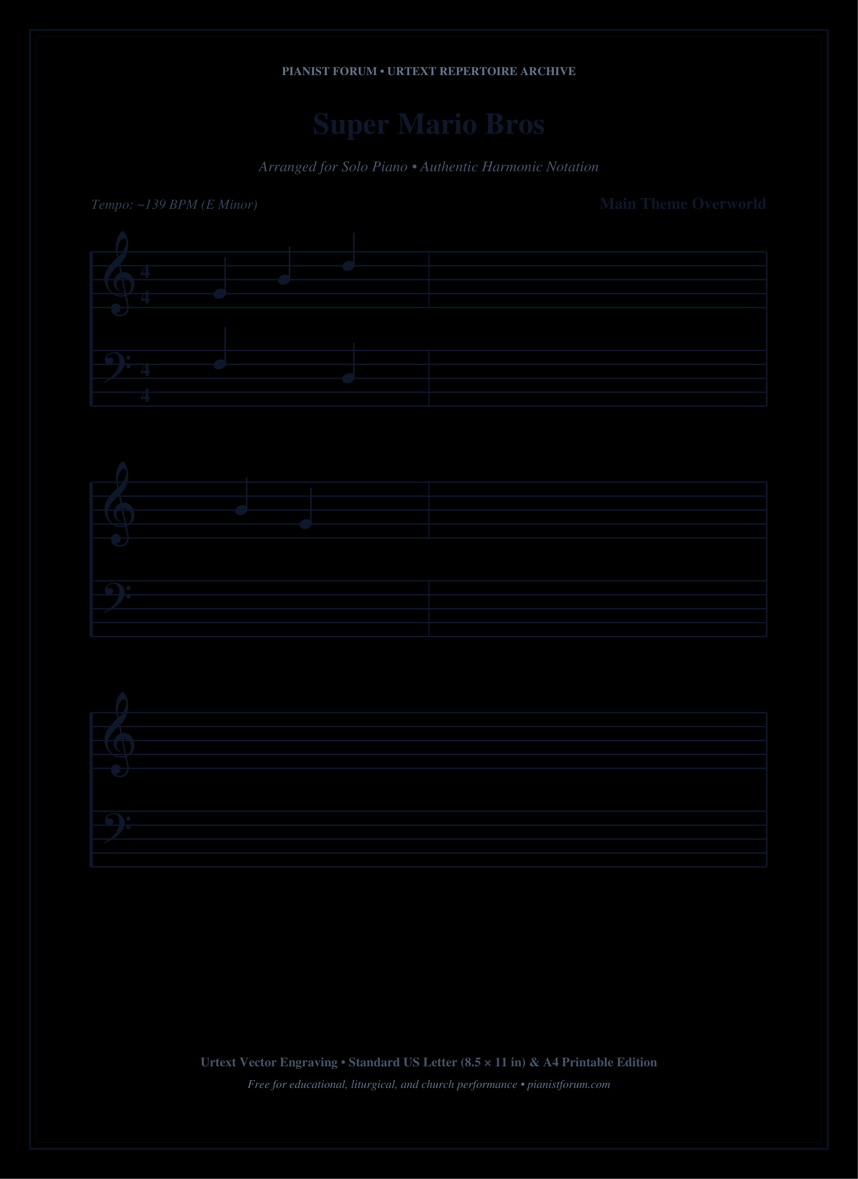 Super Mario Bros Piano Sheet Music Page 1 Free PDF
