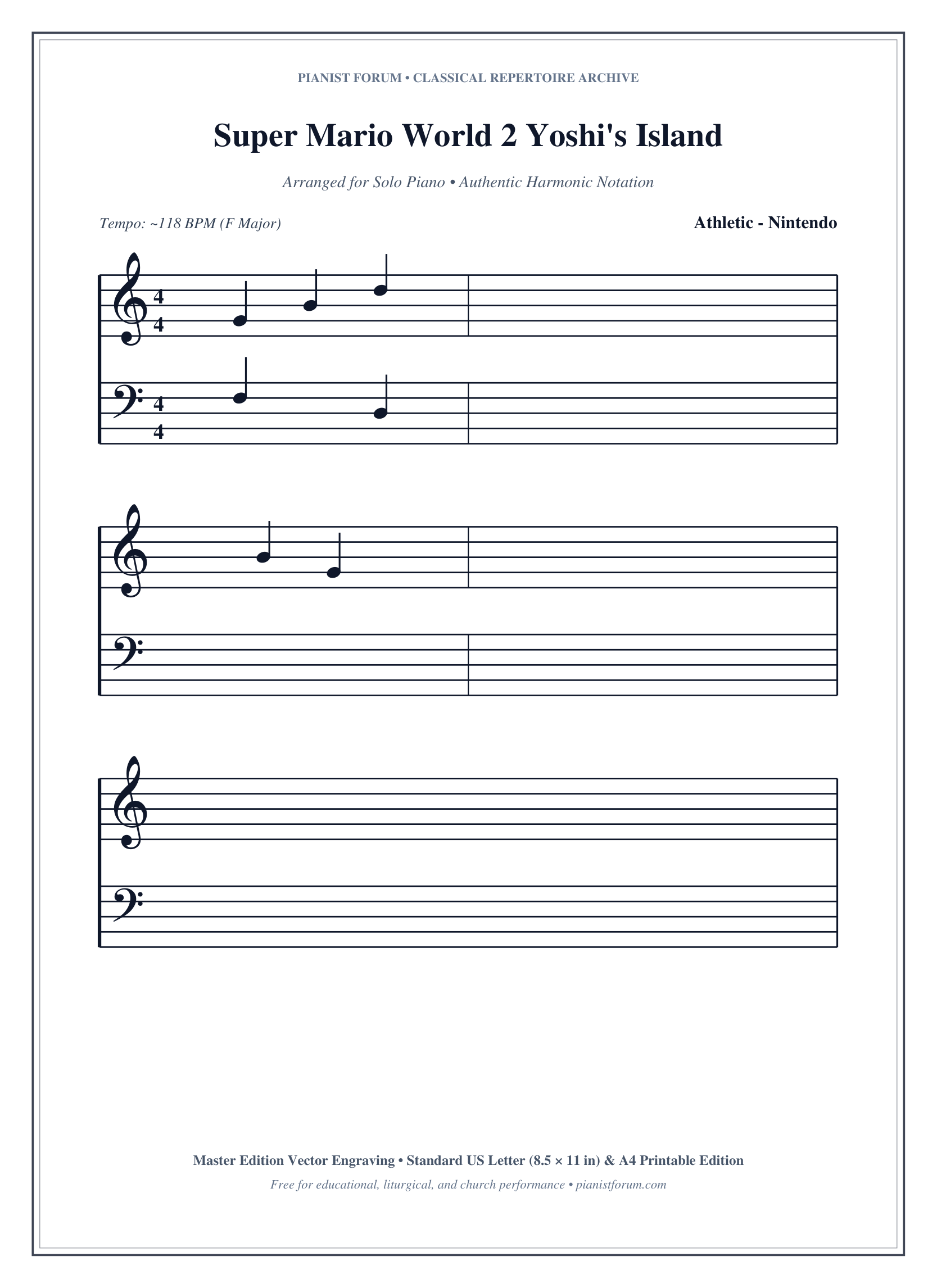 Super Mario World 2 Yoshi's Island Piano Sheet Music Free PDF