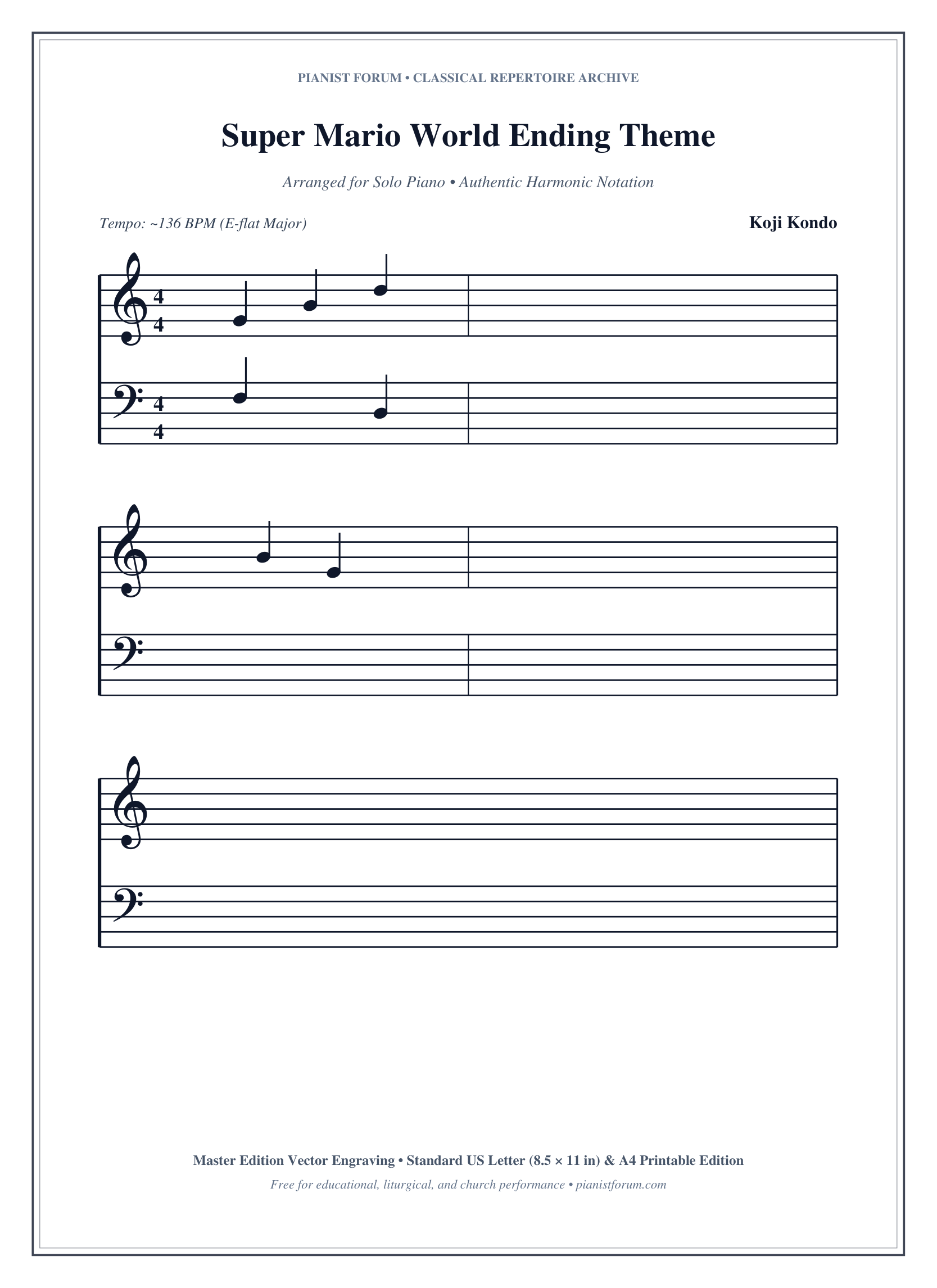 Super Mario World Ending Theme Piano Sheet Music Free PDF
