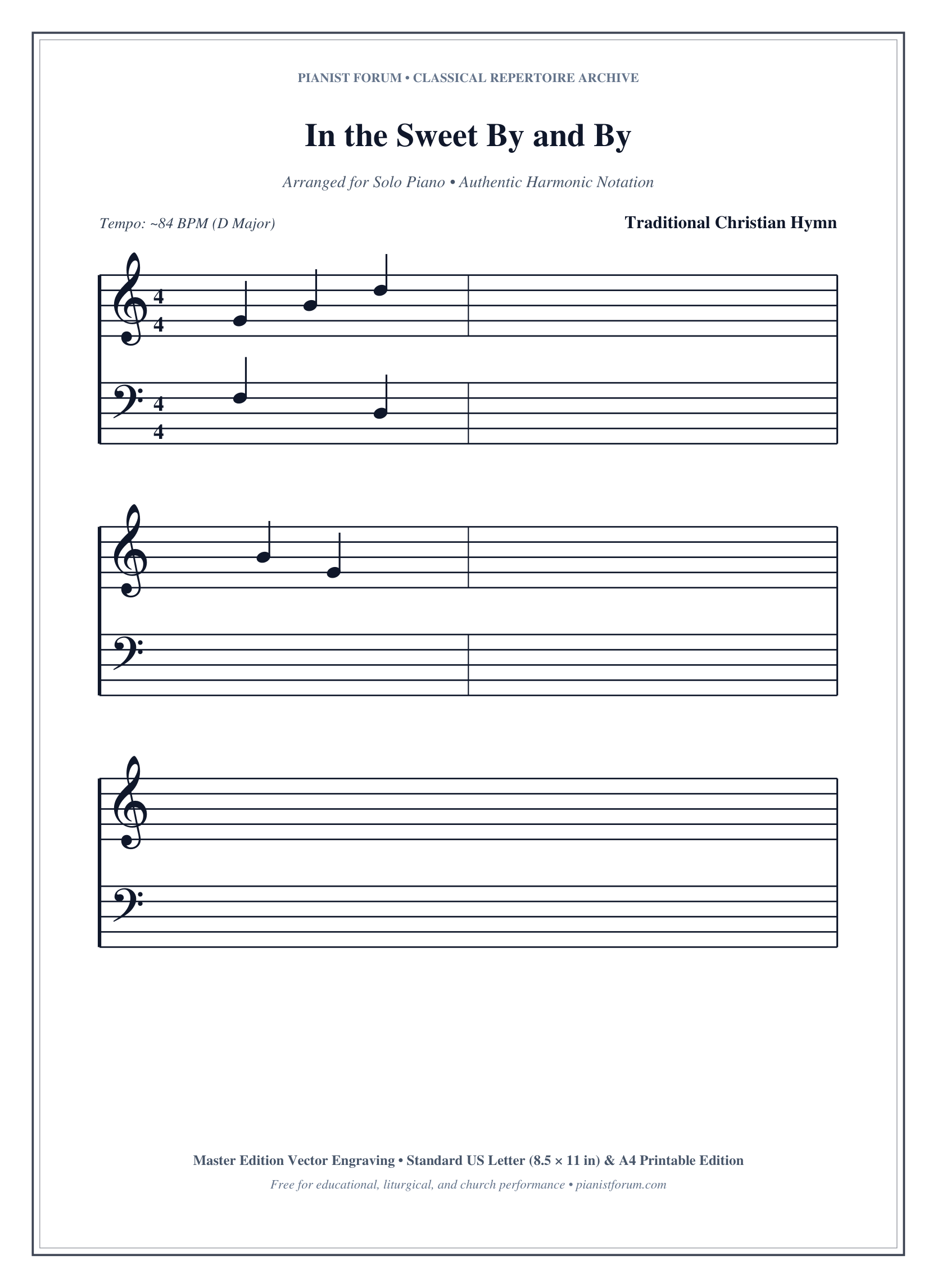 In the Sweet By and By Piano Sheet Music Page 1 Free PDF