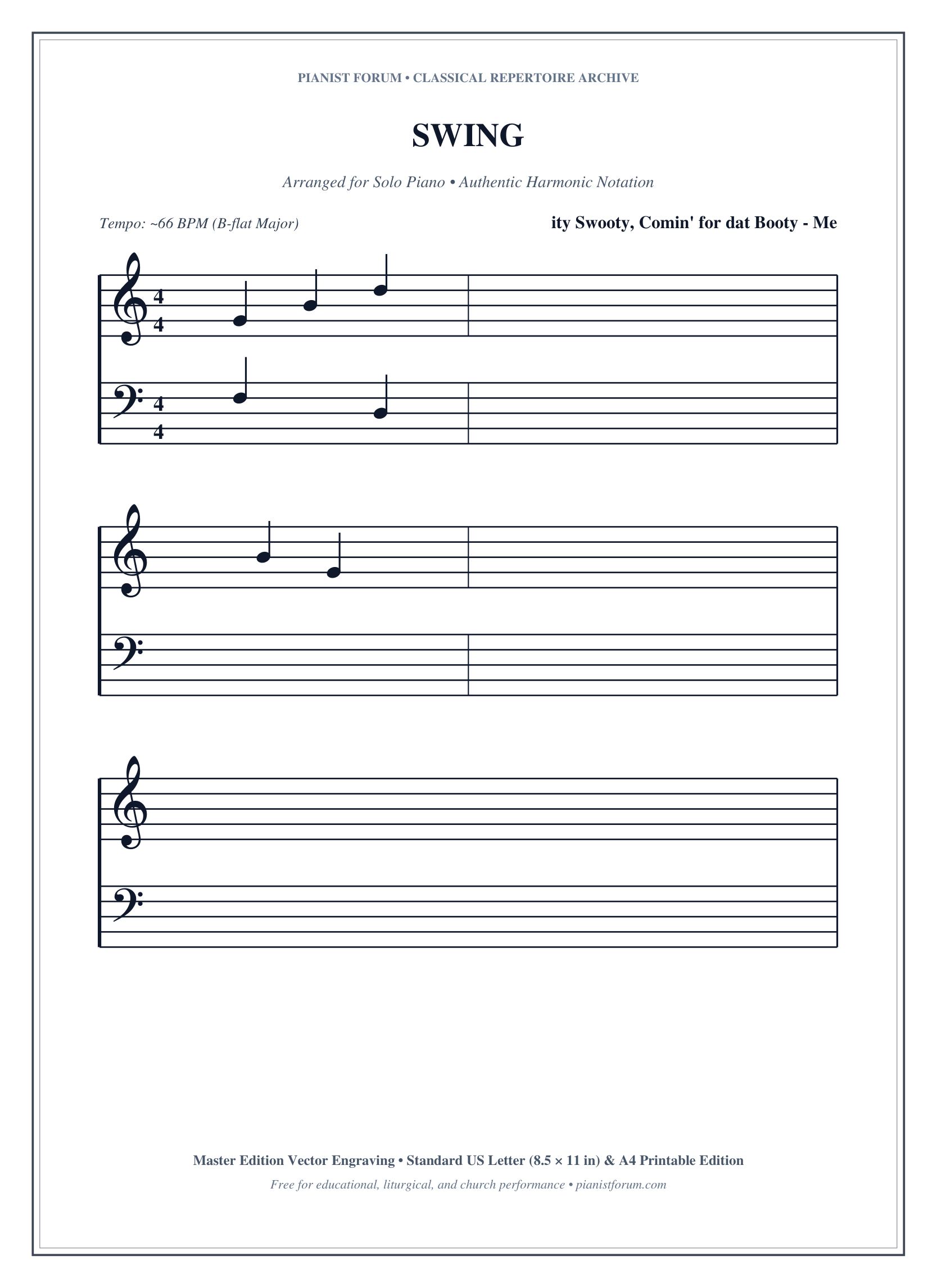 SWING Piano Sheet Music Page 1 Free PDF