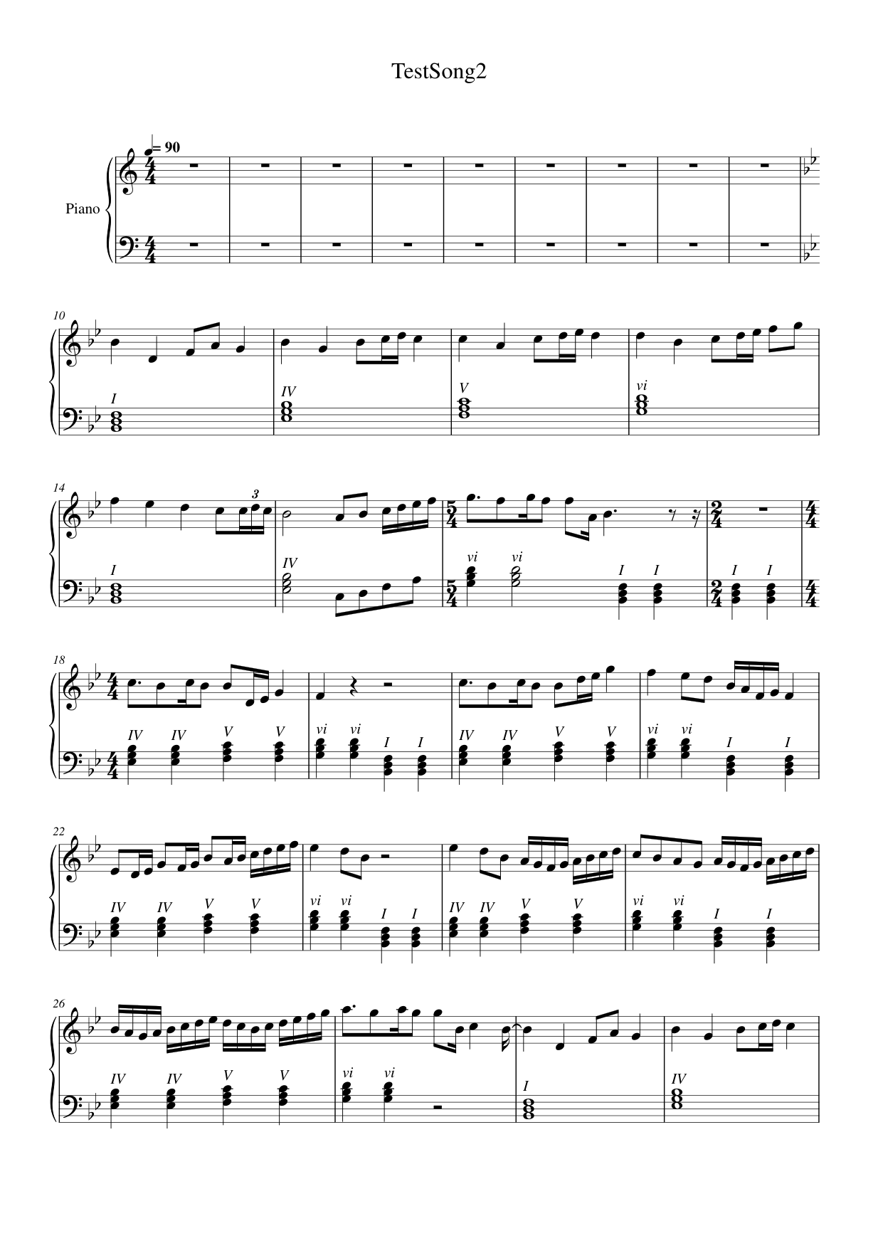 TestSong2 Piano Sheet Music Page 1 Free PDF